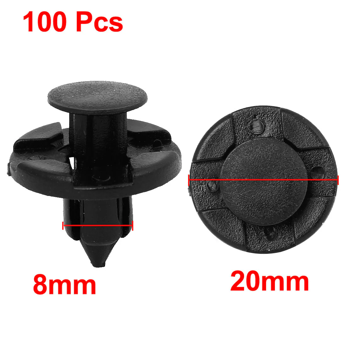 Uxcell 100pcs 8mm Hole Push Type Retainers Clips Bumpers Splash Guards Wheel Arch Plastic Rivets - Image 2