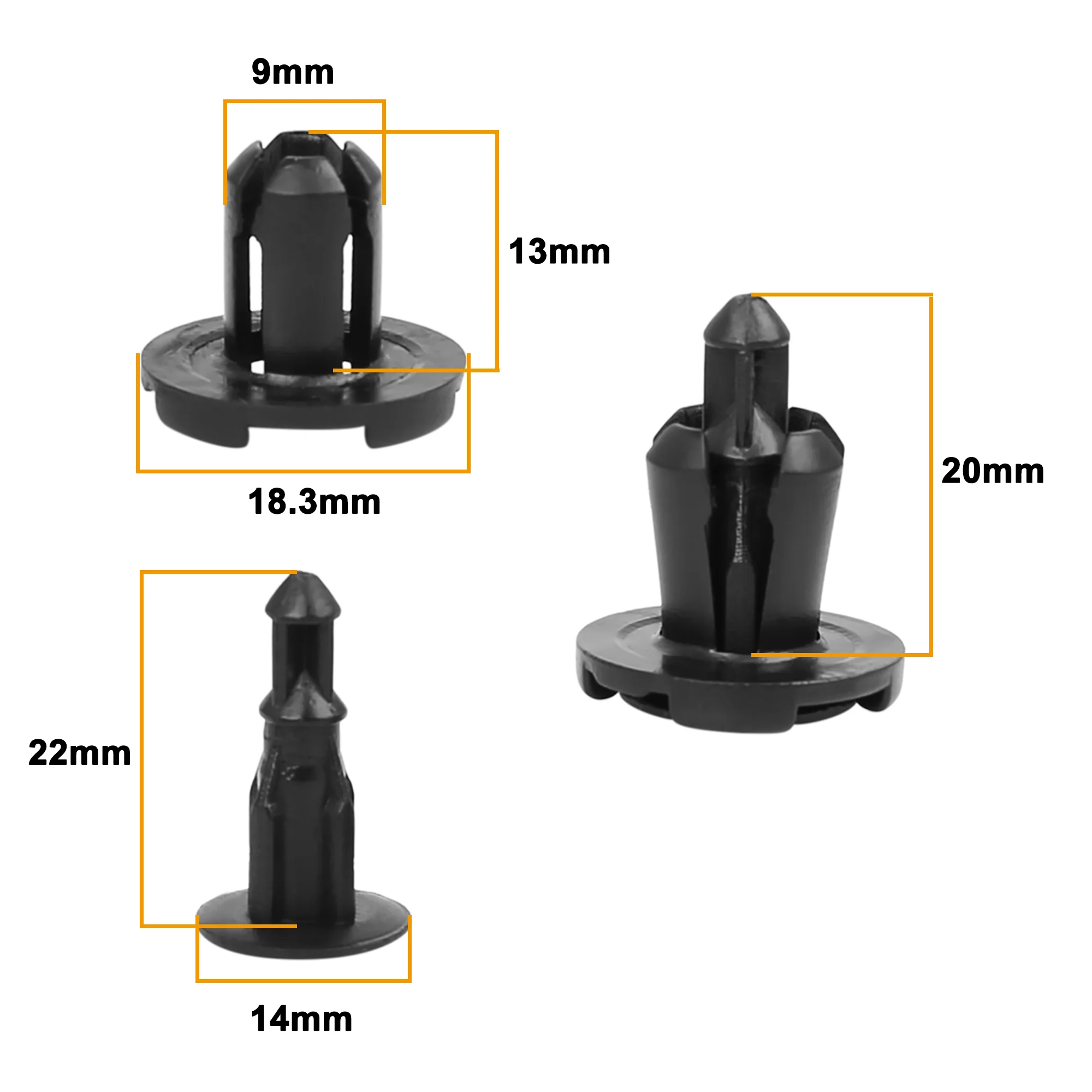 Uxcell 50pcs 9mm Hole Plastic Push Retainers Bumper Clips Fasteners Rivets Clips MR200300 for Honda - Image 5