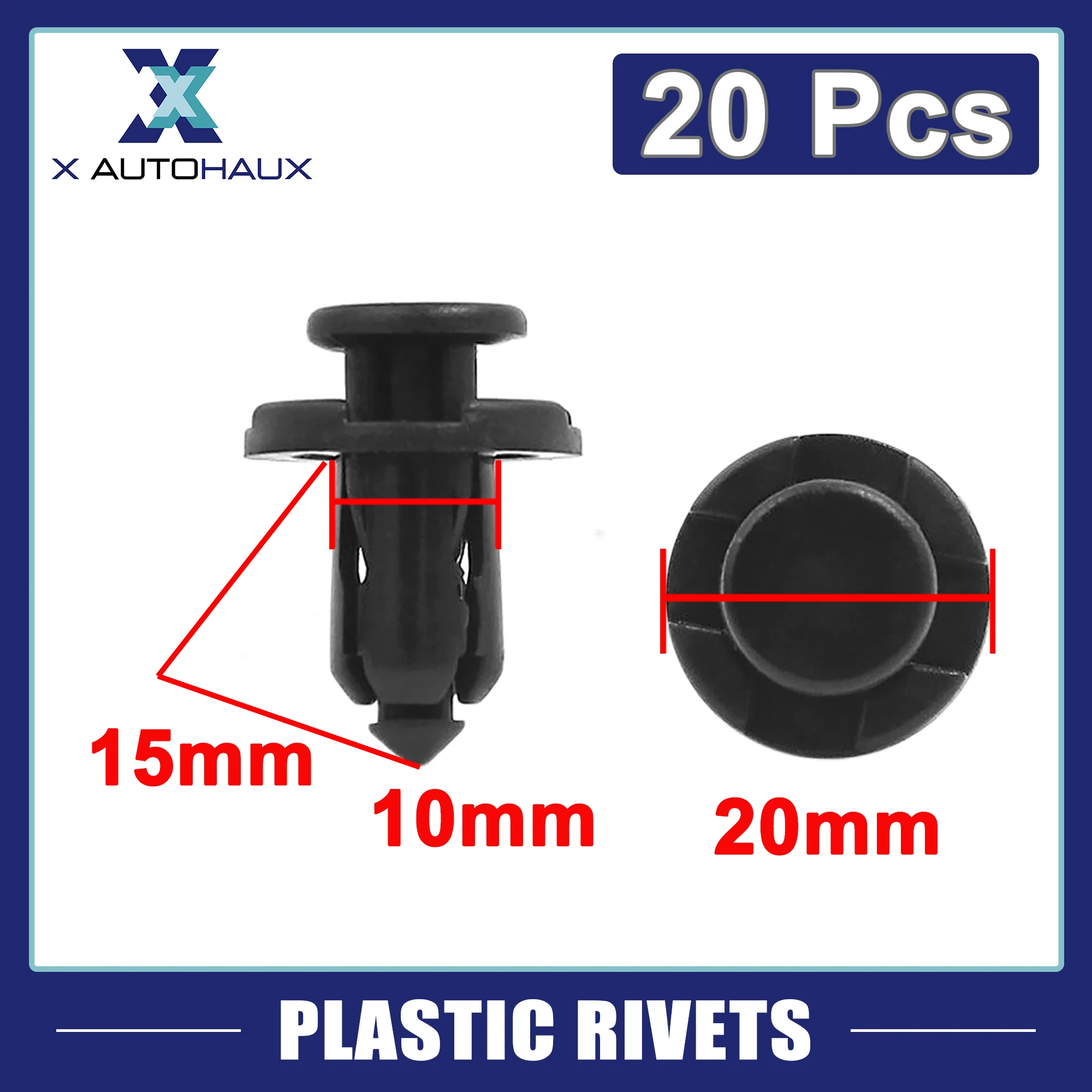Uxcell 20Pcs Fit 10mm Hole Plastic Rivets Fastener Fender Bumper Push Clips - Image 3