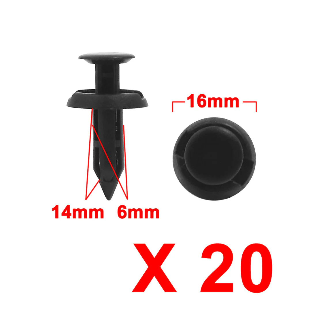 Uxcell 20Pcs 6mm Hole Dia Hole Plastic Rivets Fender Fasteners Retainers Clips Black - Image 3