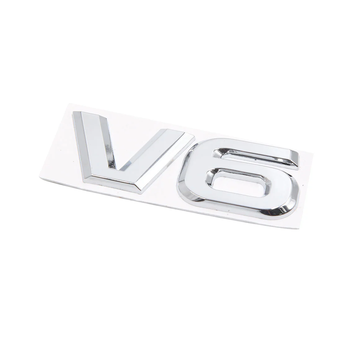 Uxcell Silver Tone Metal V6 Pattern Adhesive Badge Emblem Sticker Decals for Car - Image 2
