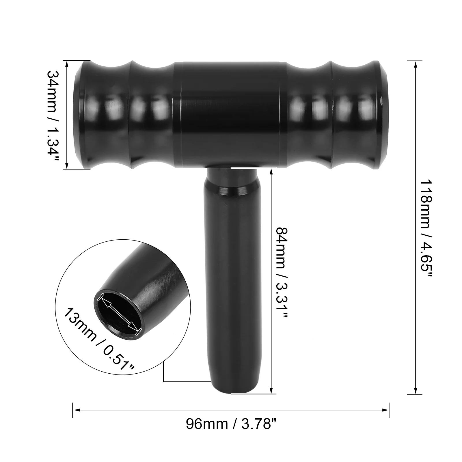 Universal Car T-Handle Shift Lever Knob Shifter Replacement Black - Image 4