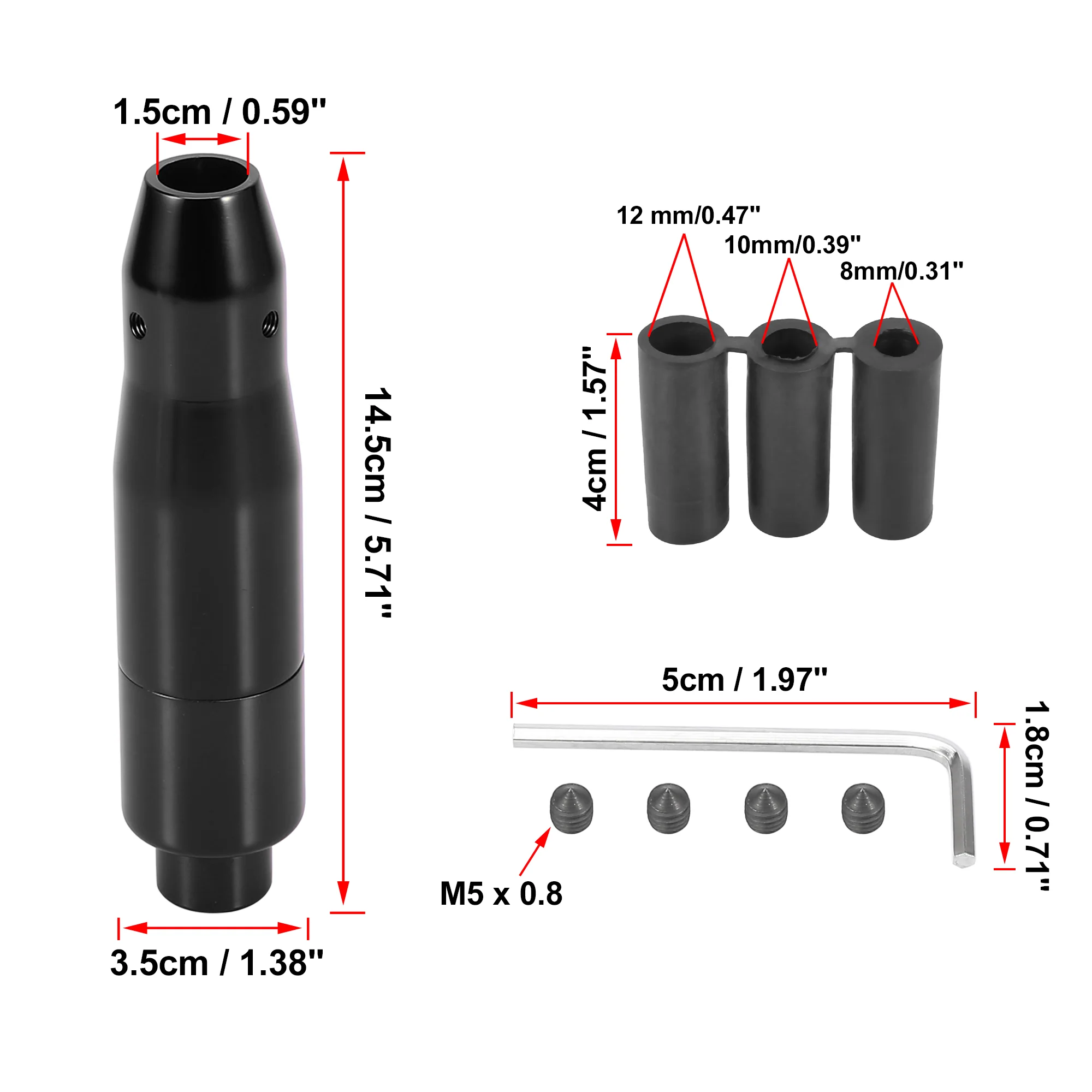 Black Shifter Knob Automatic Gear Shift Knob with Push Buttons Universal Aluminum Alloy Lever Long Handle Stick with Adapter Set for Most Auto Transmission Vehicle - Image 5