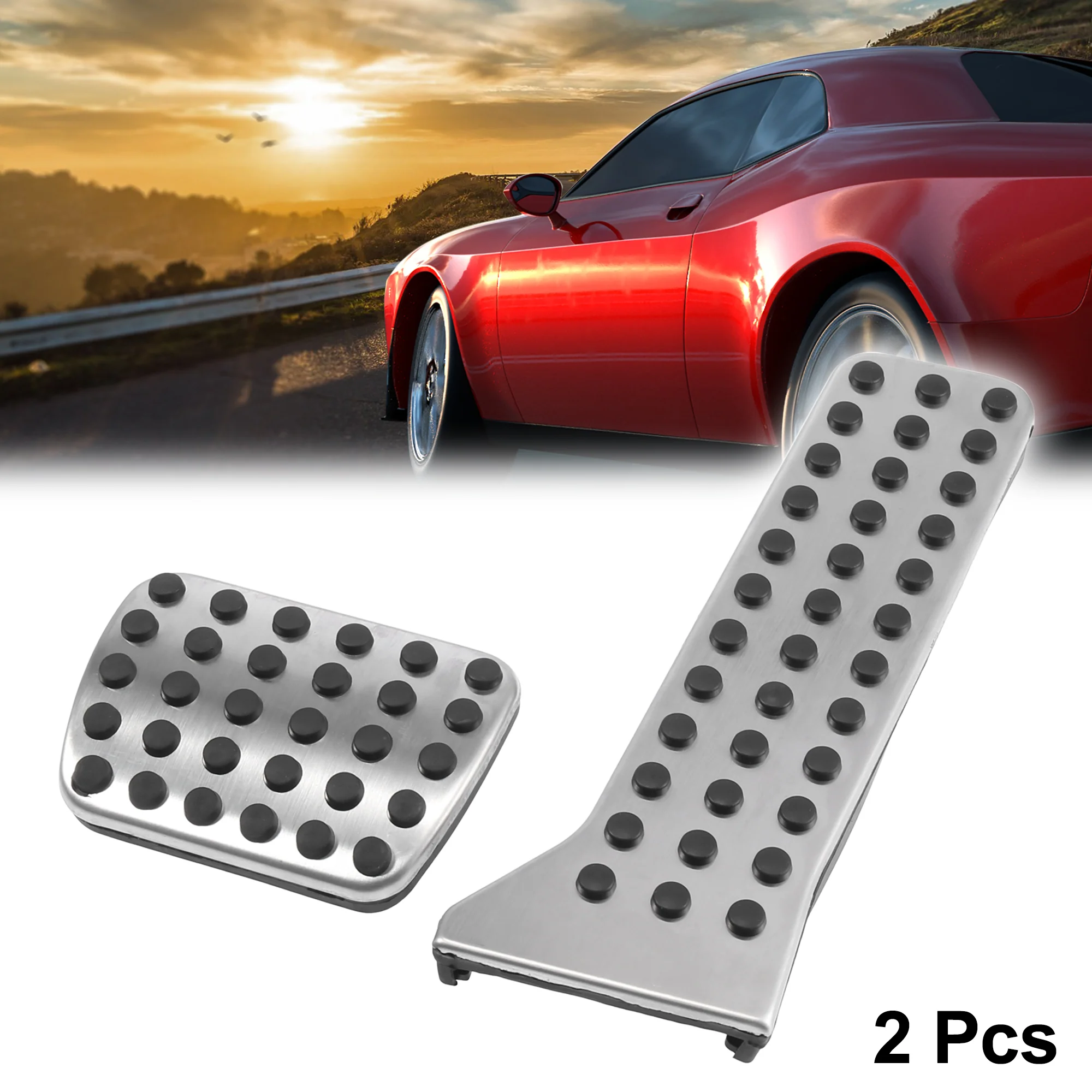 2 Pcs Automatic Transmission Car Anti-Slip Brake Gas Foot Pedal Pads Stainless Steel Accelerator Pedal Covers for Mazda 2 CX-3 CX-4 CX-5 CX-9 - Image 2