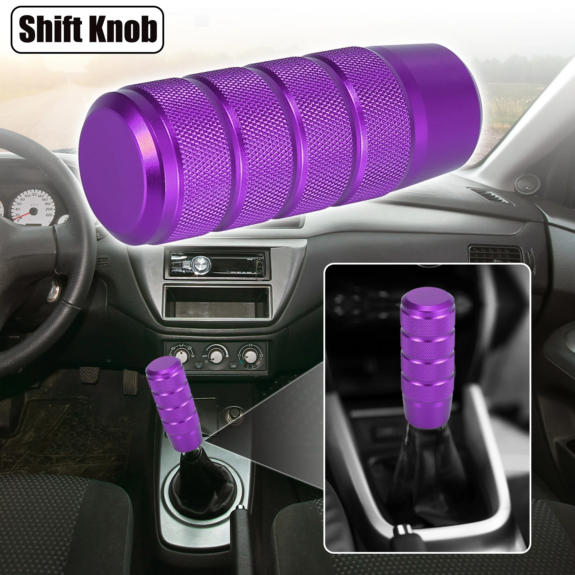 Metal Universal 9.5cm Shift Knob Gear Shift Manual Transmission Stick Shift Knob Set for Car Purple - Image 2