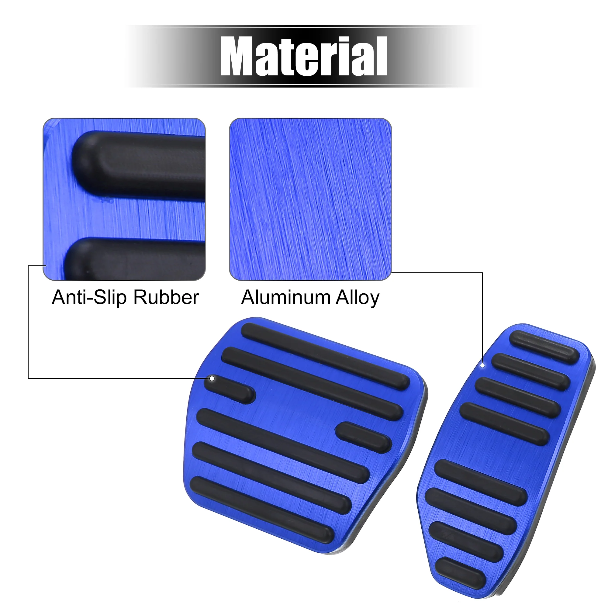 1 Set Anti Slip No Drilling Aluminum Alloy Brake and Gas Accelerator Pedal Covers Foot Pedal Pads for Nissan Kicks X-Trail Rogue Sport Qashqai Blue - Image 7