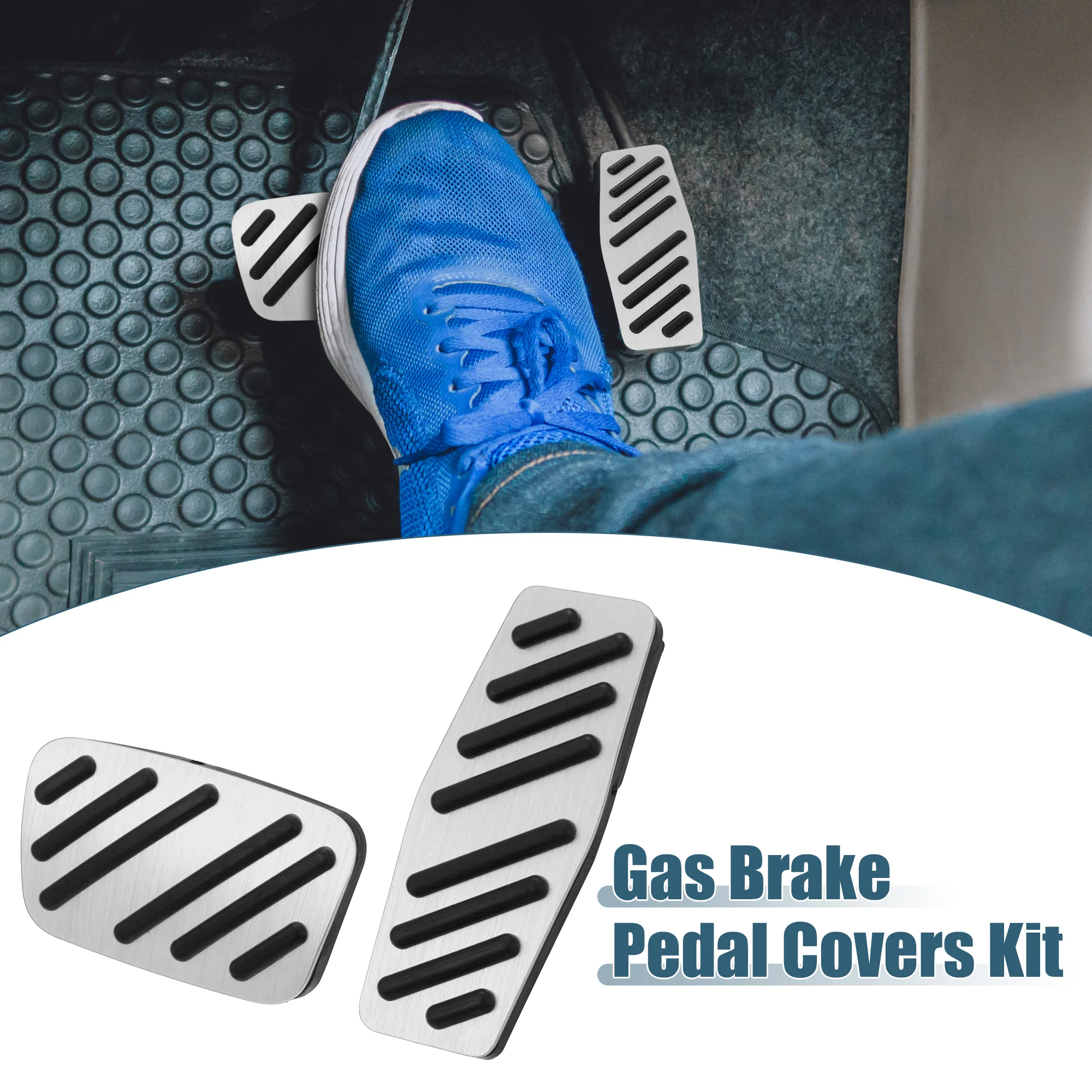 Gas Brake Pedal Cover for Chevrolet Impala 2015-2020 for Blazer 2019-2021 Anti Slip Aluminum Alloy Auto Foot Pedal Pads Kit Accelerator Silver Tone - Image 2