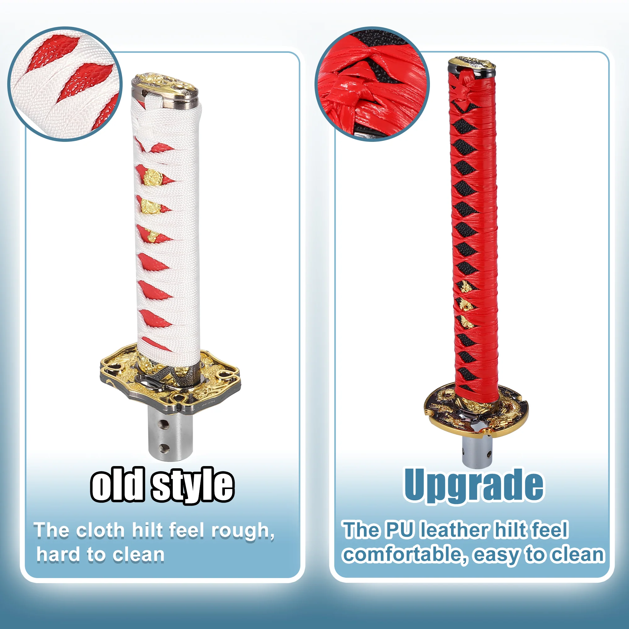 26cm Samurai Sword Style Gear Shifter Lever Katana Shift Knob Classic Braided Pattern for Manual Automatic AT MT Shifter Red - Image 7