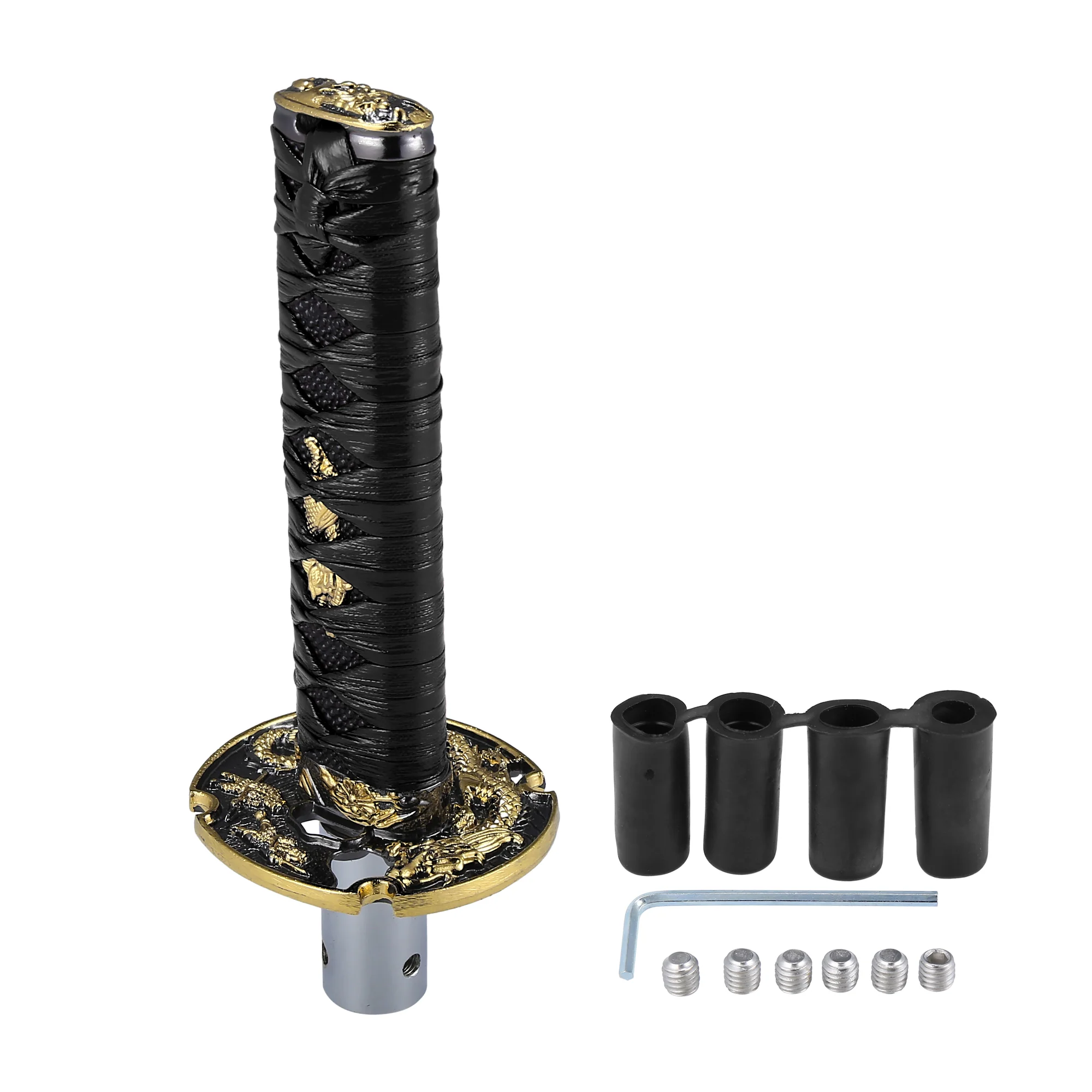15cm Samurai Sword Style Gear Shifter Lever Katana Shift Knob Classic Braided Pattern for Manual Automatic AT MT Shifter Black - Image 3