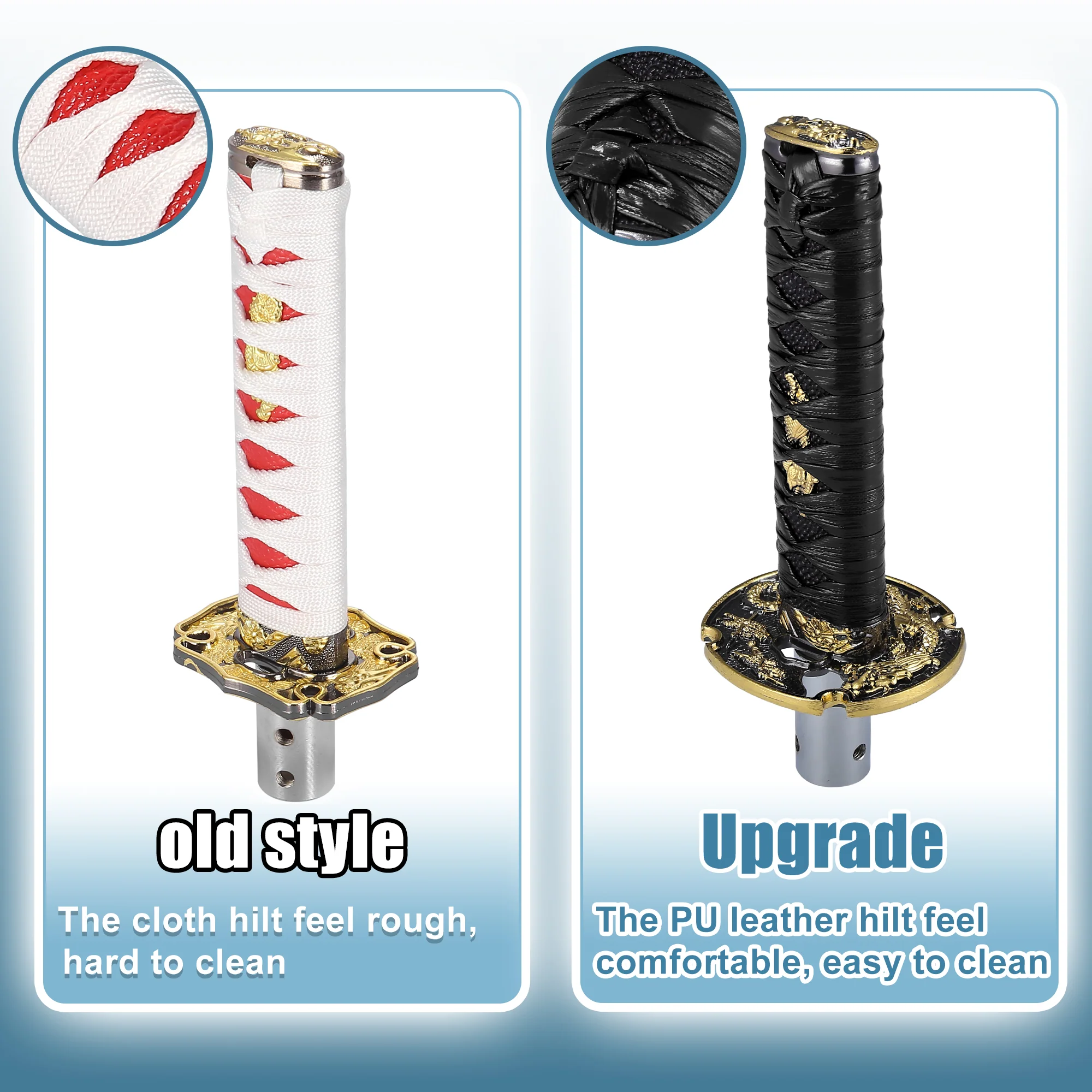 15cm Samurai Sword Style Gear Shifter Lever Katana Shift Knob Classic Braided Pattern for Manual Automatic AT MT Shifter Black - Image 7
