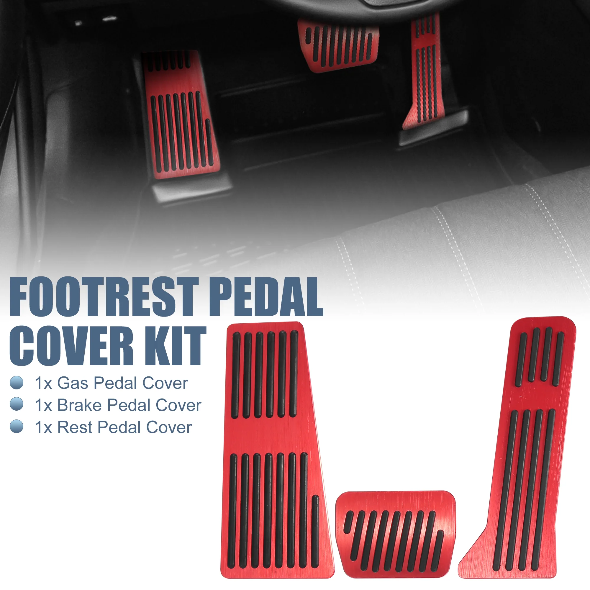 3 Pcs Anti Slip Aluminum Alloy Pedal Covers Foot Rest Pedal Pads for Mazda 2 3 6 CX-3 CX-5 CX-9 Red - Image 2