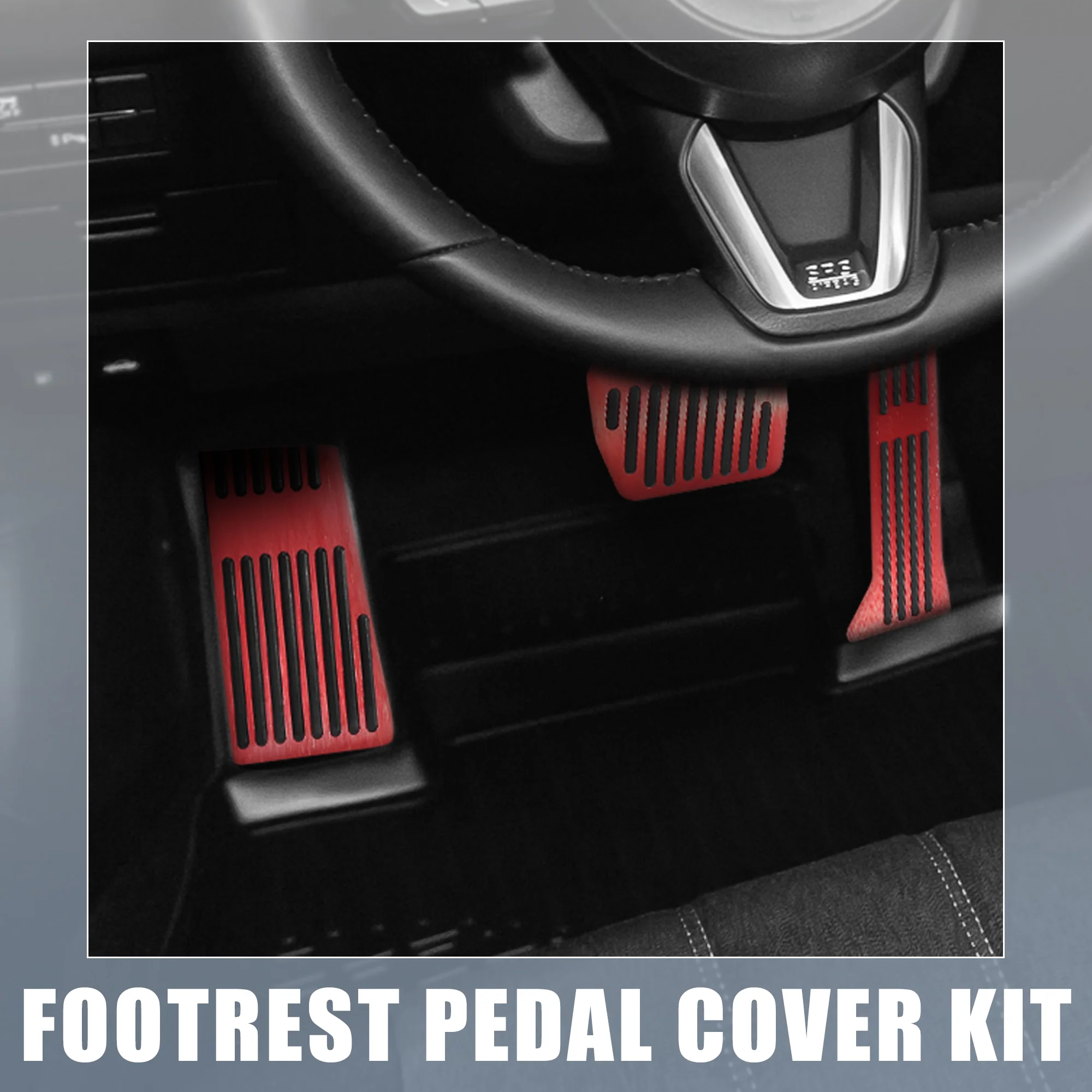 3 Pcs Anti Slip Aluminum Alloy Pedal Covers Foot Rest Pedal Pads for Mazda 2 3 6 CX-3 CX-5 CX-9 Red - Image 4