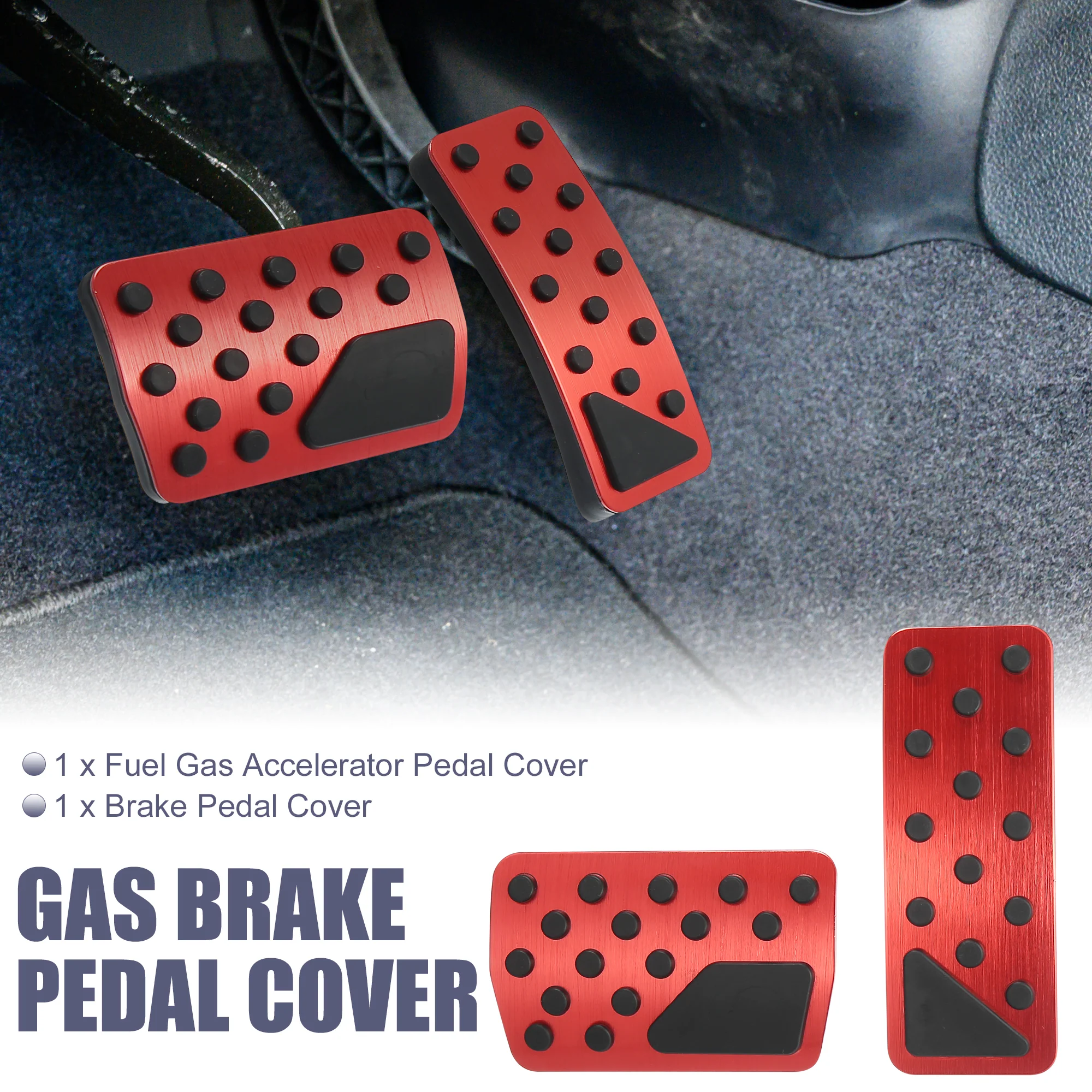 1 Set Car Brake Pedal Pad Gas Accelerator Pedal Cover for Jeep 2011-2021 Red - Image 2