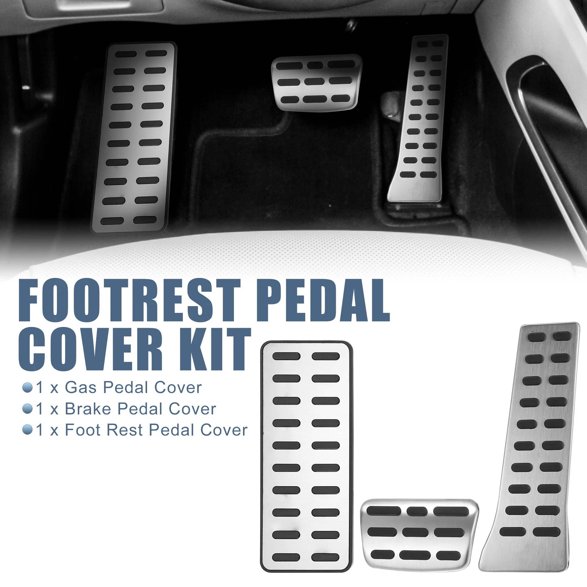 1 Set Anti Slip No Drilling Aluminum Alloy Brake Gas Accelerator Foot Pedal Pads for Hyundai Tucson Sonata 2016-2021 for Kia Sorento Optima 16-20 for Kia K5 2021-2022 Silver Tone - Image 2
