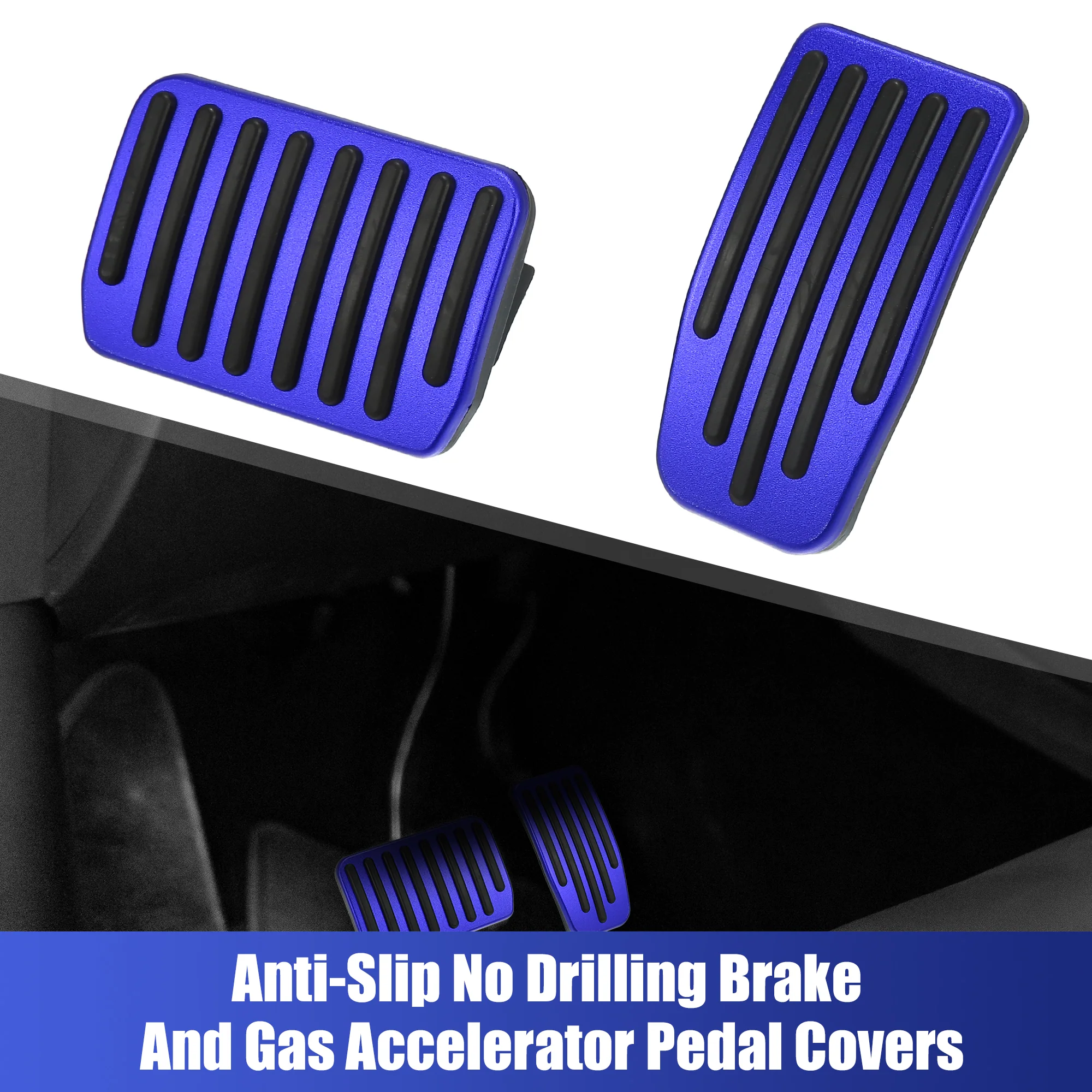 1 Set Anti Slip Anti-Slip Auto No Drilling Foot Pedal Brake and Gas Pedal Pad Fit for Tesla Model 3 Model Y 2017-2021 Accelerator Pedal Covers Blue - Image 4