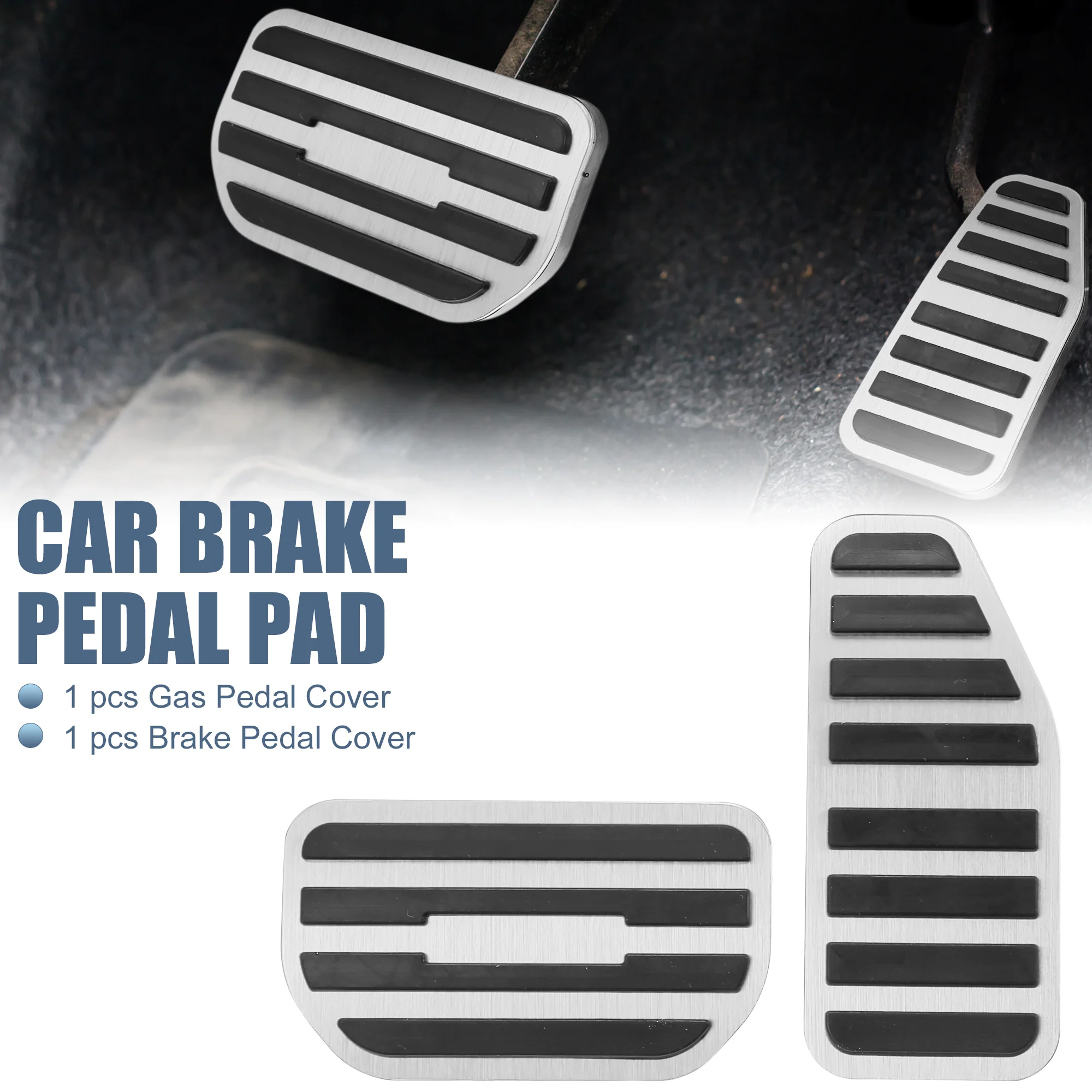 Anti Slip Aluminum Alloy Car Foot Pedal Pads Accelerator Gas Brake Pedal Cover Kit for Suzuki Solio Silver Tone - Image 2