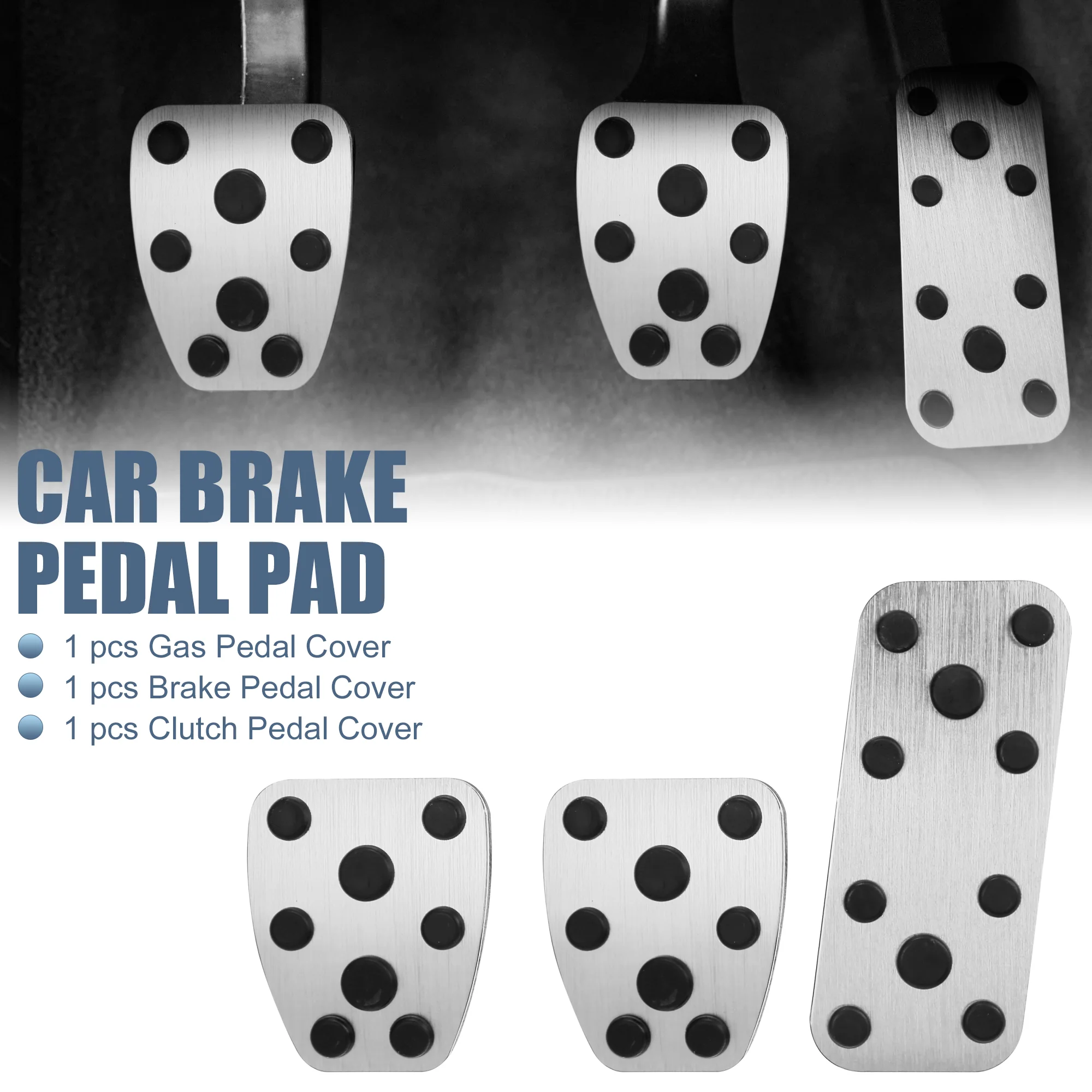 Anti Slip Aluminum Alloy Car Foot Pedal Pads Accelerator Gas Brake Clutch Pedal Cover Kit for Subaru Impreza GE GH GR GV Forester SG SH SJ Silver Tone - Image 2