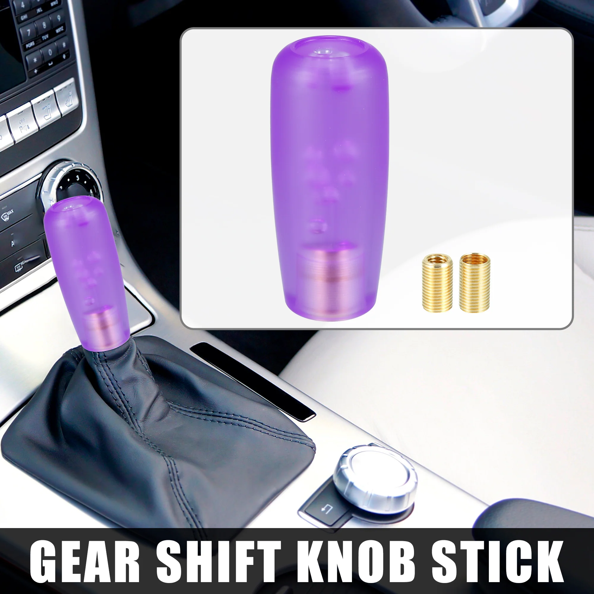 1 Set 10cm Gear Shift Knob Stick Faux Crystal Transparent Bubble Throw Gear Shifter Car Interior Shift Knob Purple - Image 2