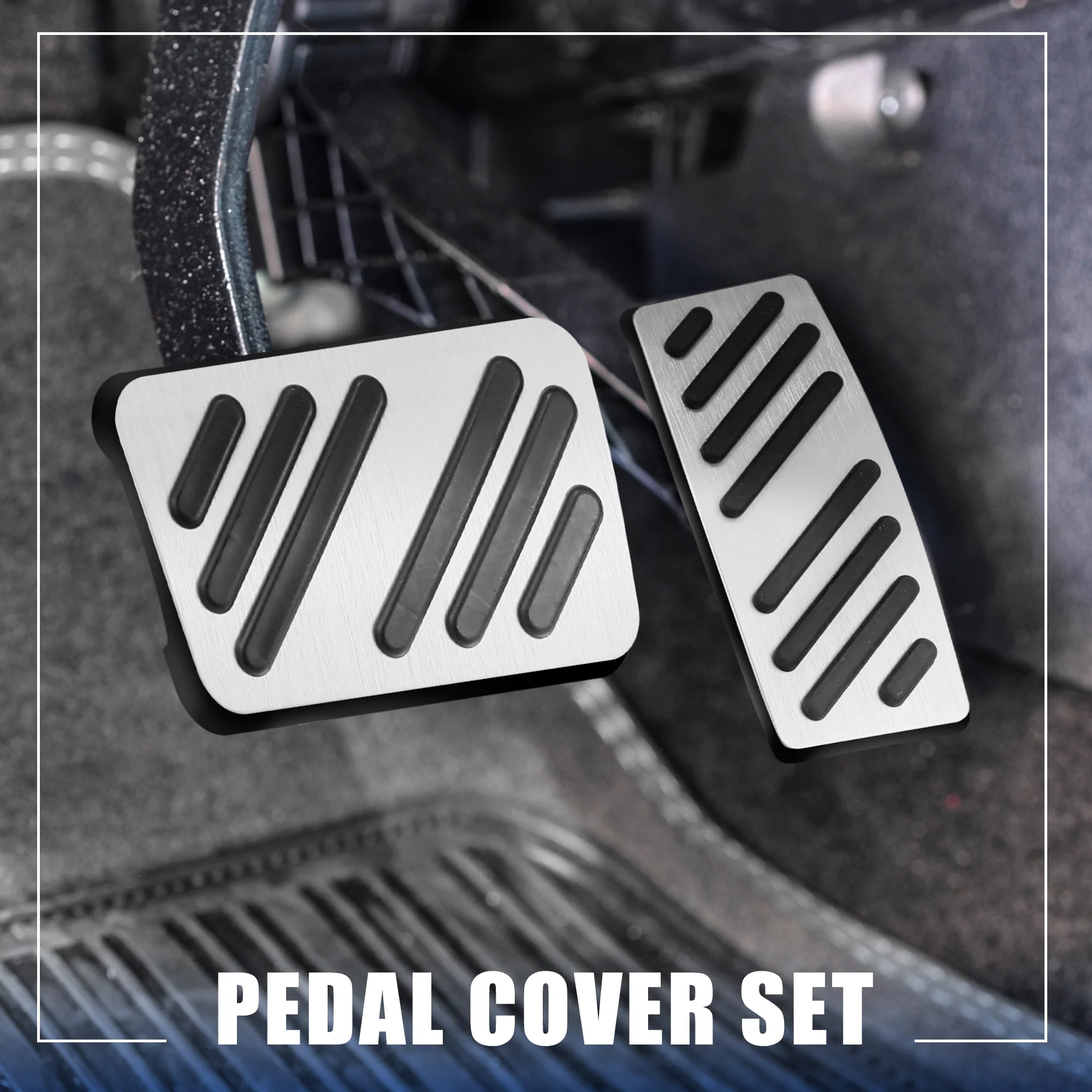 Aluminium Alloy Automatic Brake Pedal Pad Gas Accelerator Pedal Cover Kit for Cadillac XT4 XT5 XT6 2014-2021 Silver Tone - Image 4