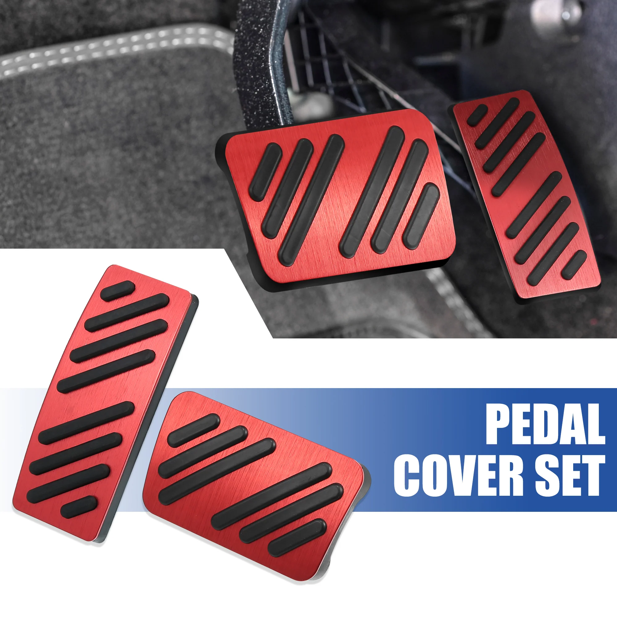 Aluminium Alloy Automatic Brake Pedal Pad Gas Accelerator Pedal Cover Kit for Cadillac XT4 XT5 XT6 2014-2021 Red - Image 2