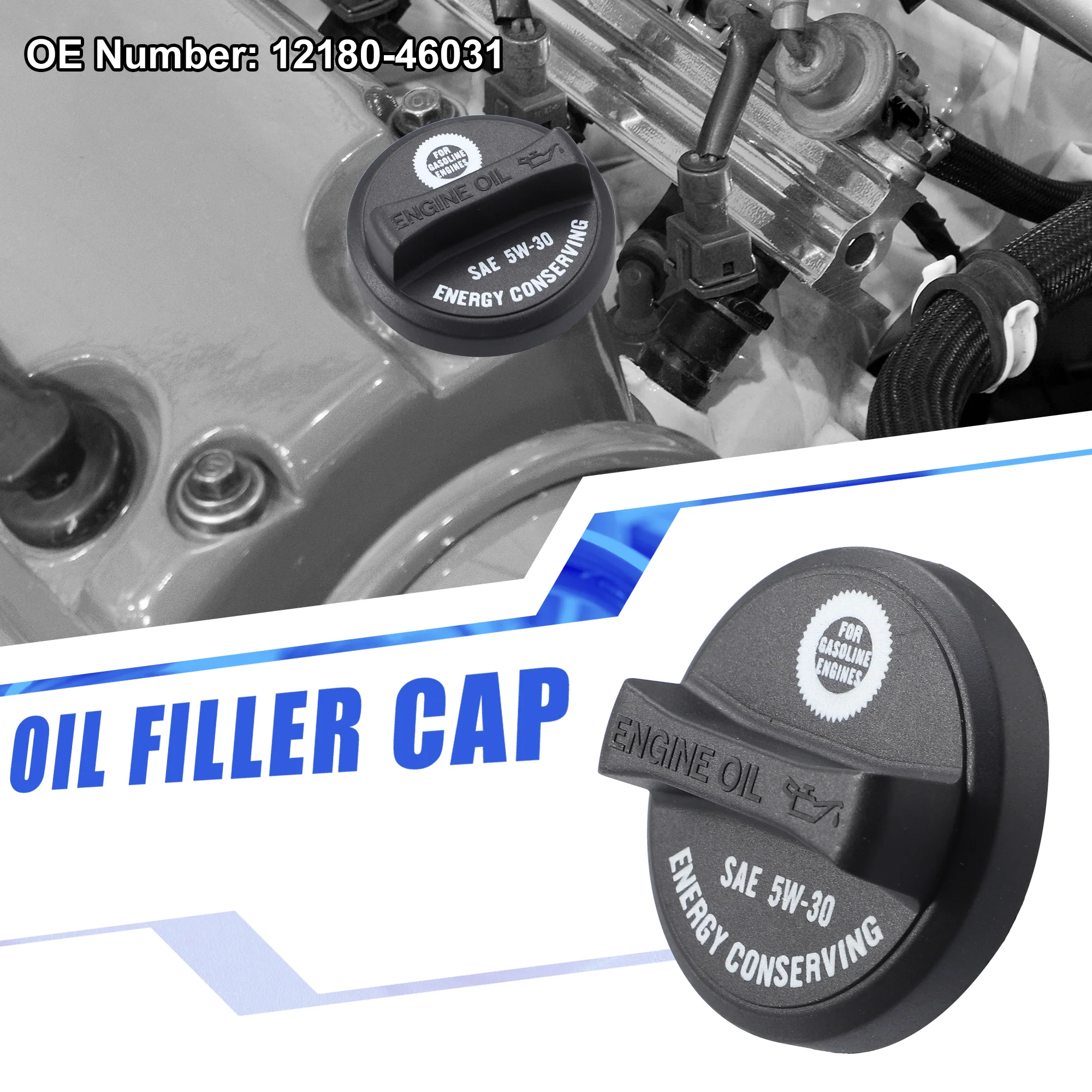 Engine Fuel Tank Cap Gas Oil Filler Plug Cover Replace 12180-46031 for Lexus ES300 1994-2003 for Toyota Sienna 1998-2006 Black - Image 2