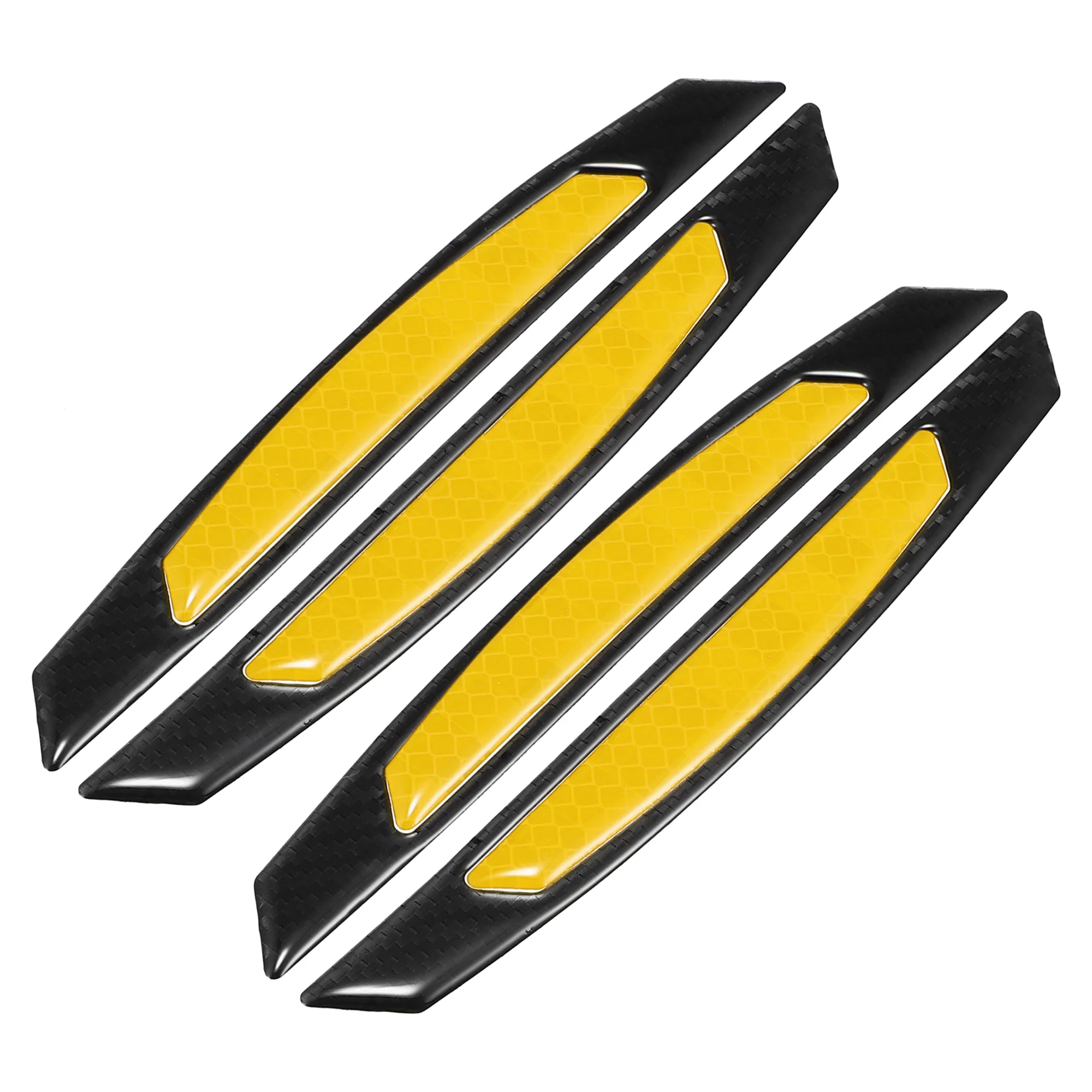 4pcs Car Door Edge Reflective Stickers Protection Guard Strips Universal Anti-Collision Sticker Decal Black Yellow