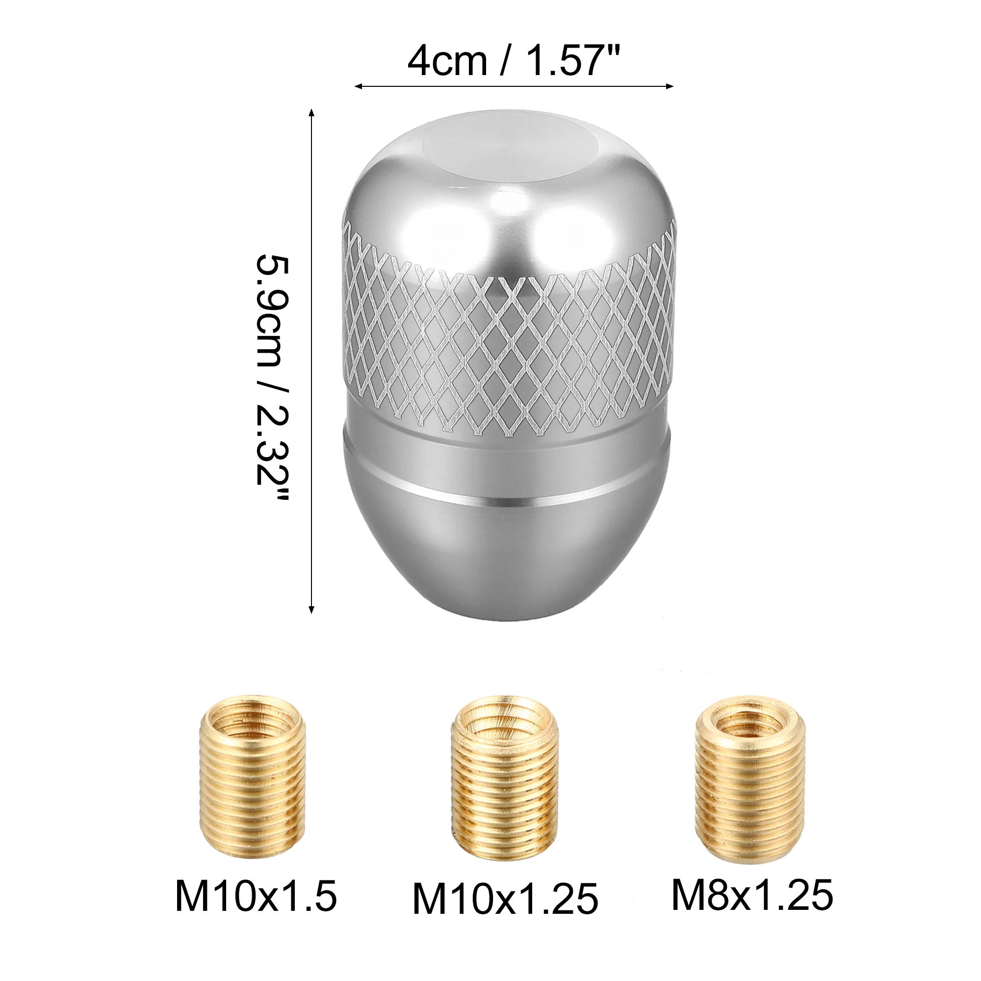1 Set Universal Aluminum Alloy Car Automatic Manual Weighted Shifter Knob Gear Shift Knobs with Adapter Kit Silver Tone - Image 5