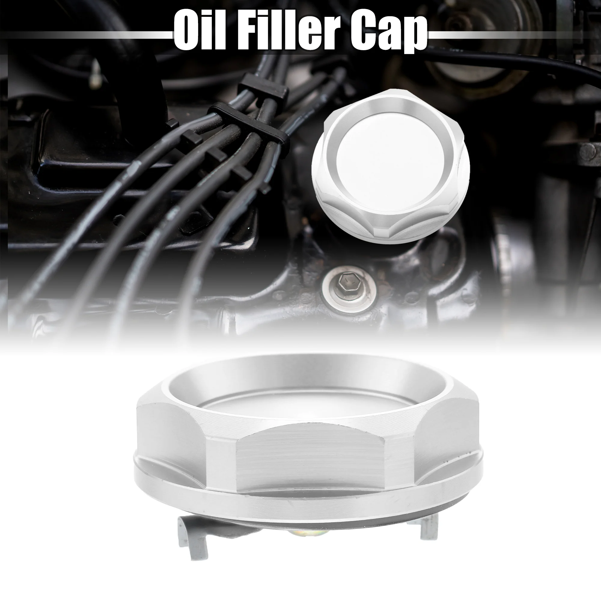 Silver Tone Aluminum Alloy Car Gas Engine Oil Filler Cap Plug Cover Replacement for Mitsubishi Outlander Lancer Montero Tredia Galant - Image 2