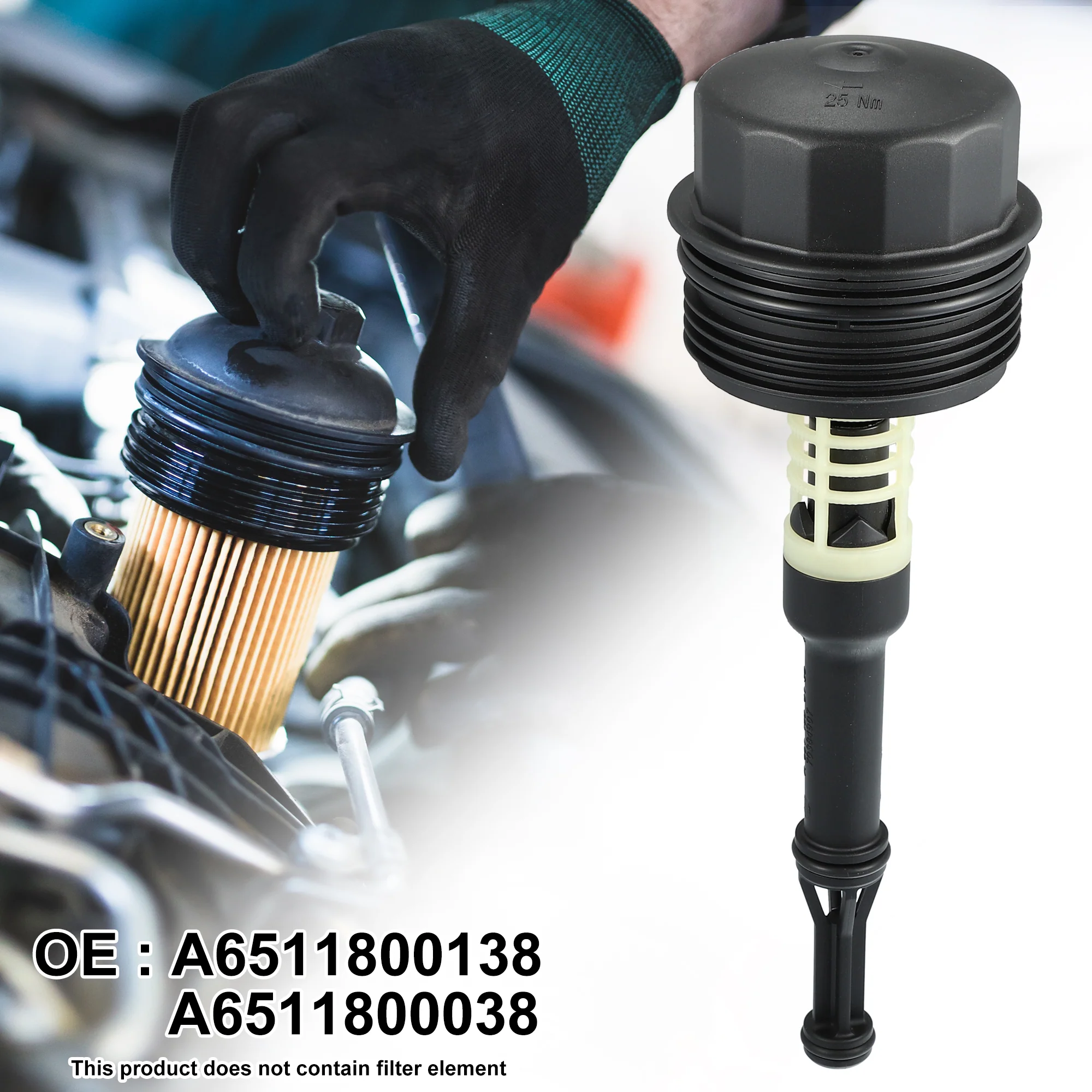 Oil Filter Housing Cover A6511800138 Replacement for Mercedes Benz OM651 Vito Sprinter W166 W204 W212 C207 R172 6511800138 651 180 01 38 - Image 2