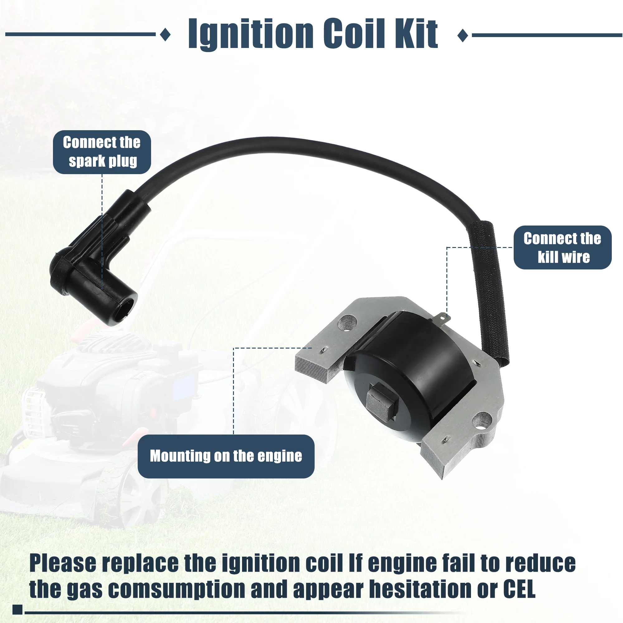 2 Pcs Ignition Coil 21171-7001 21171-7034 for Kawasaki FH381V FH430V FH500V FH580V FH641D FH680D FH721D Ignition Coil Assembly for Kawasaki Lawn Mower Ignition Coil Pack Black - Image 4
