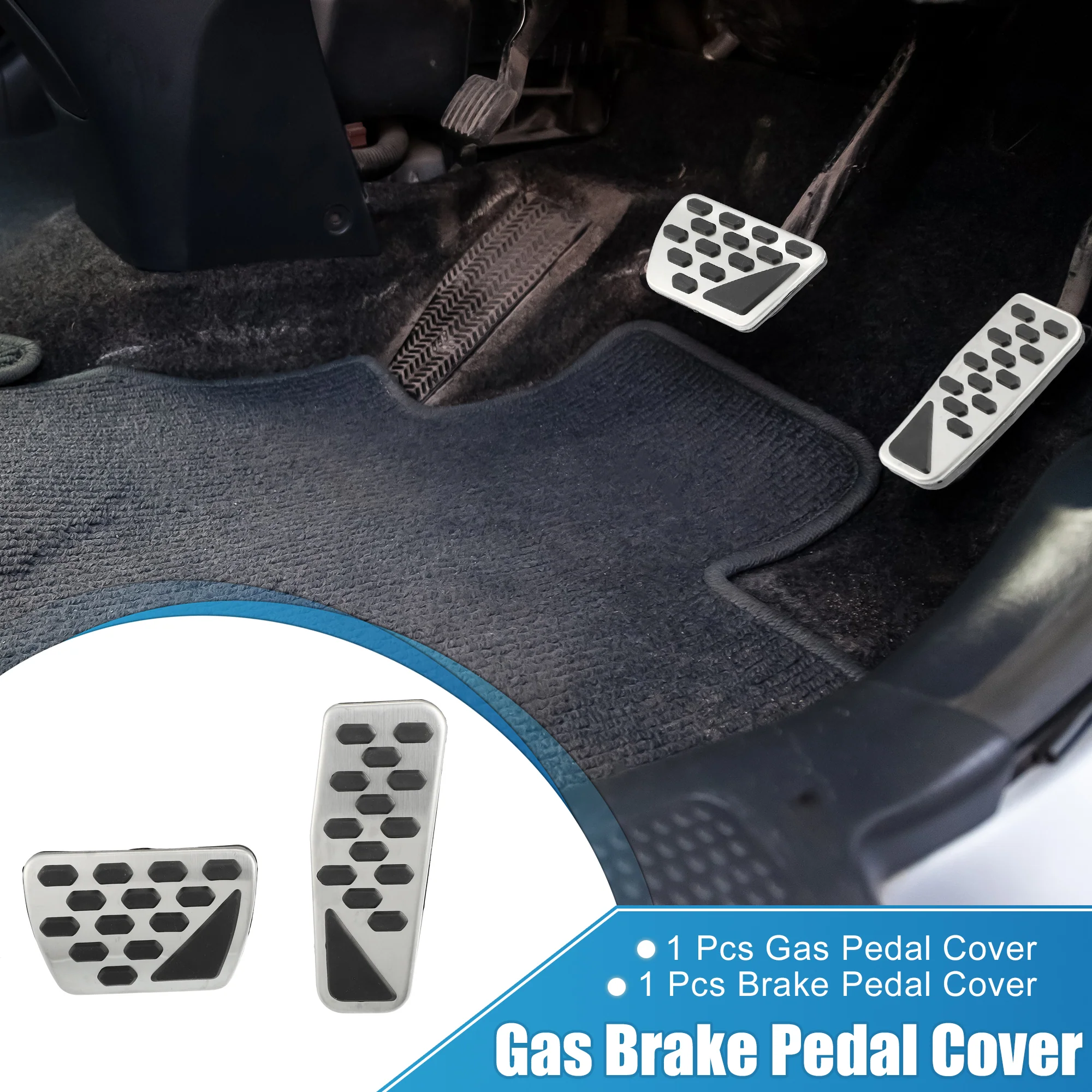 Gas Brake Pedal Cover Anti Slip Foot Pedals for Jeep Wrangler JL 2018-2023 Gladiator JT 2020-2022 Stainless Steel Silver Tone (Set of 1) - Image 3