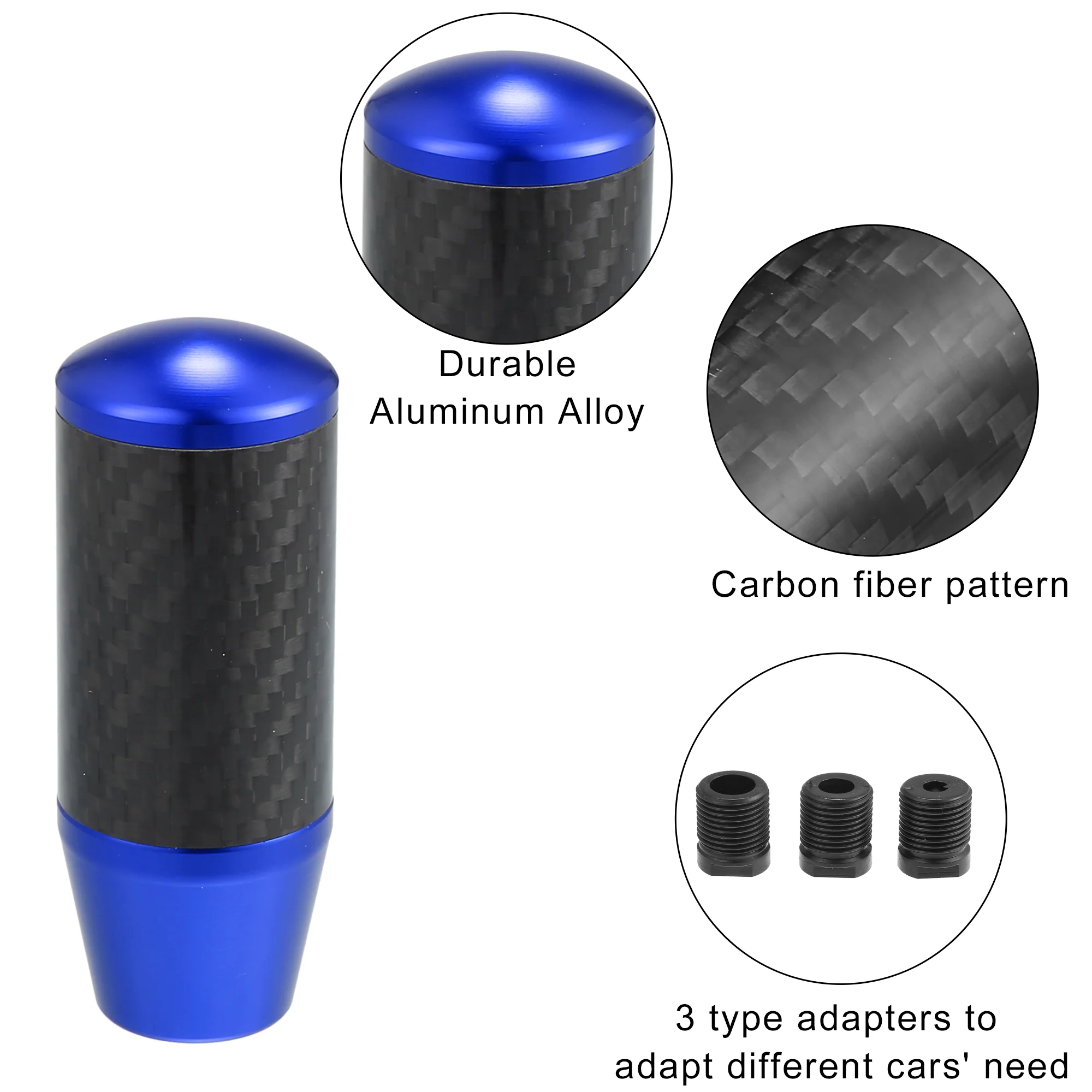 Automatic Manual Gear Stick Shift Knob Transmission Gear Lever Stick Shifter Handle Carbon Fiber Pattern Blue - Image 3