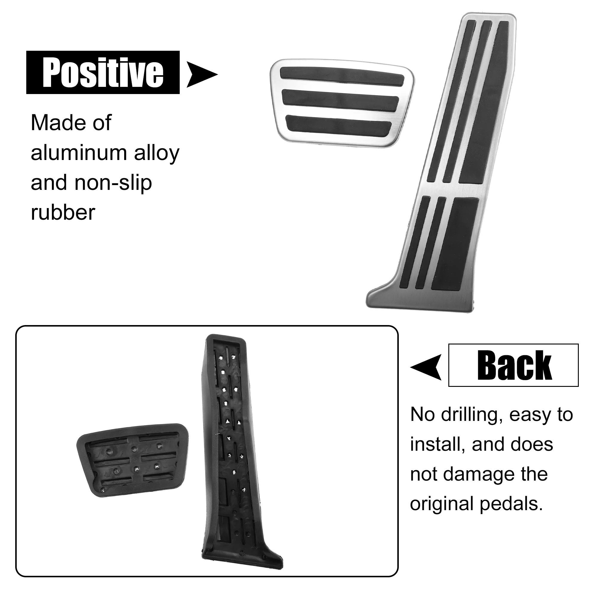2 Pcs Brake Accelerator Foot Pedals Pad Cover Non-Slip for Toyota Silver Tone - Image 4