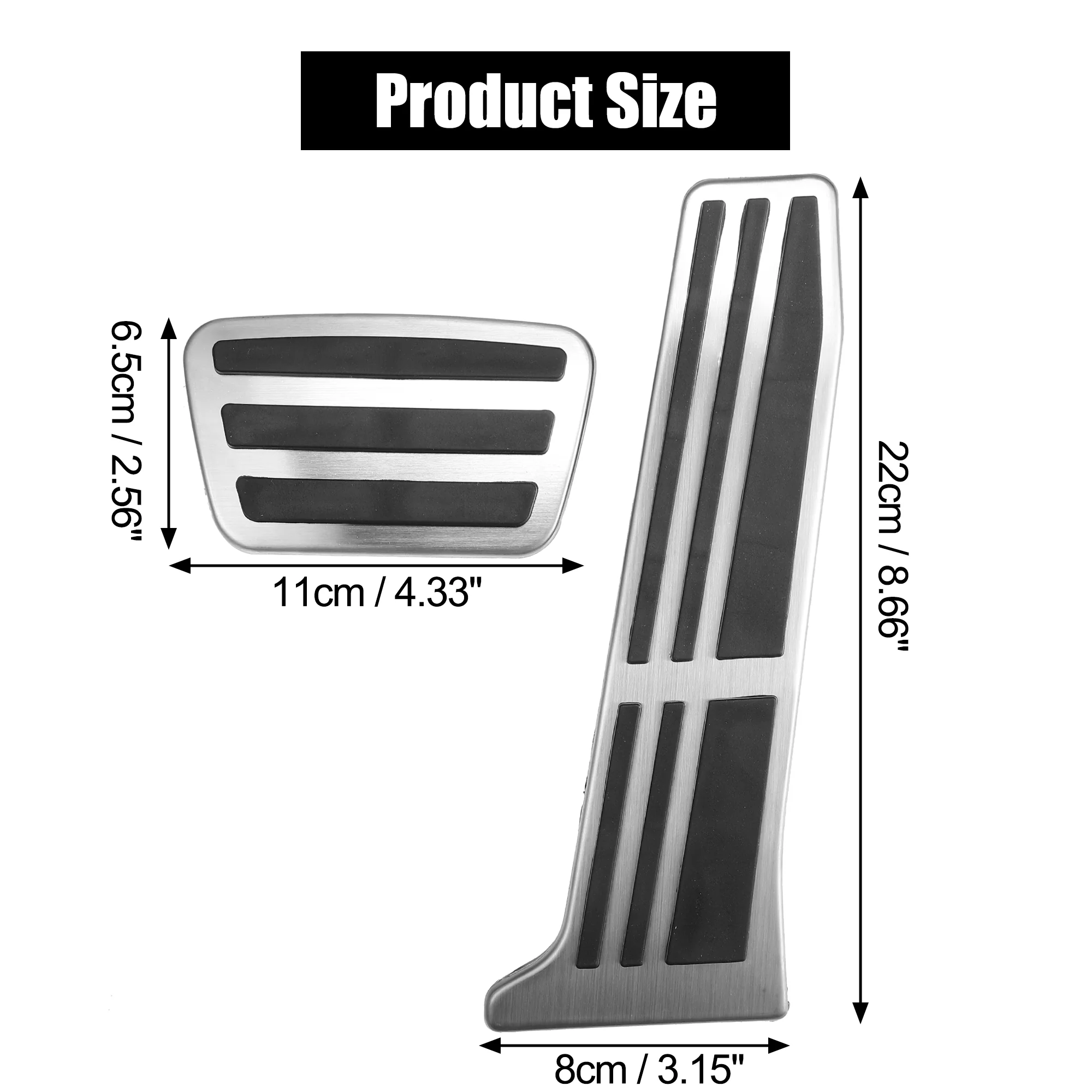 2 Pcs Brake Accelerator Foot Pedals Pad Cover Non-Slip for Toyota Silver Tone - Image 6