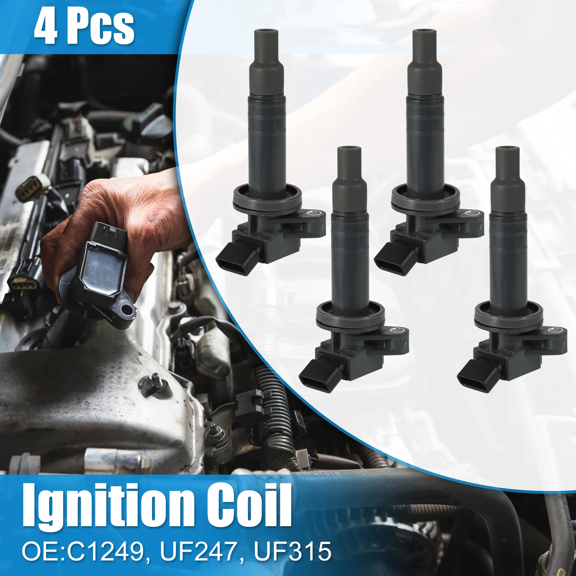 4pcs Ignition Coils for Toyota Celica GT 1.8L L4 2000-2005 for Toyota Corolla 1.8L L4 2000-2008 C1249 UF247 UF315 - Image 2