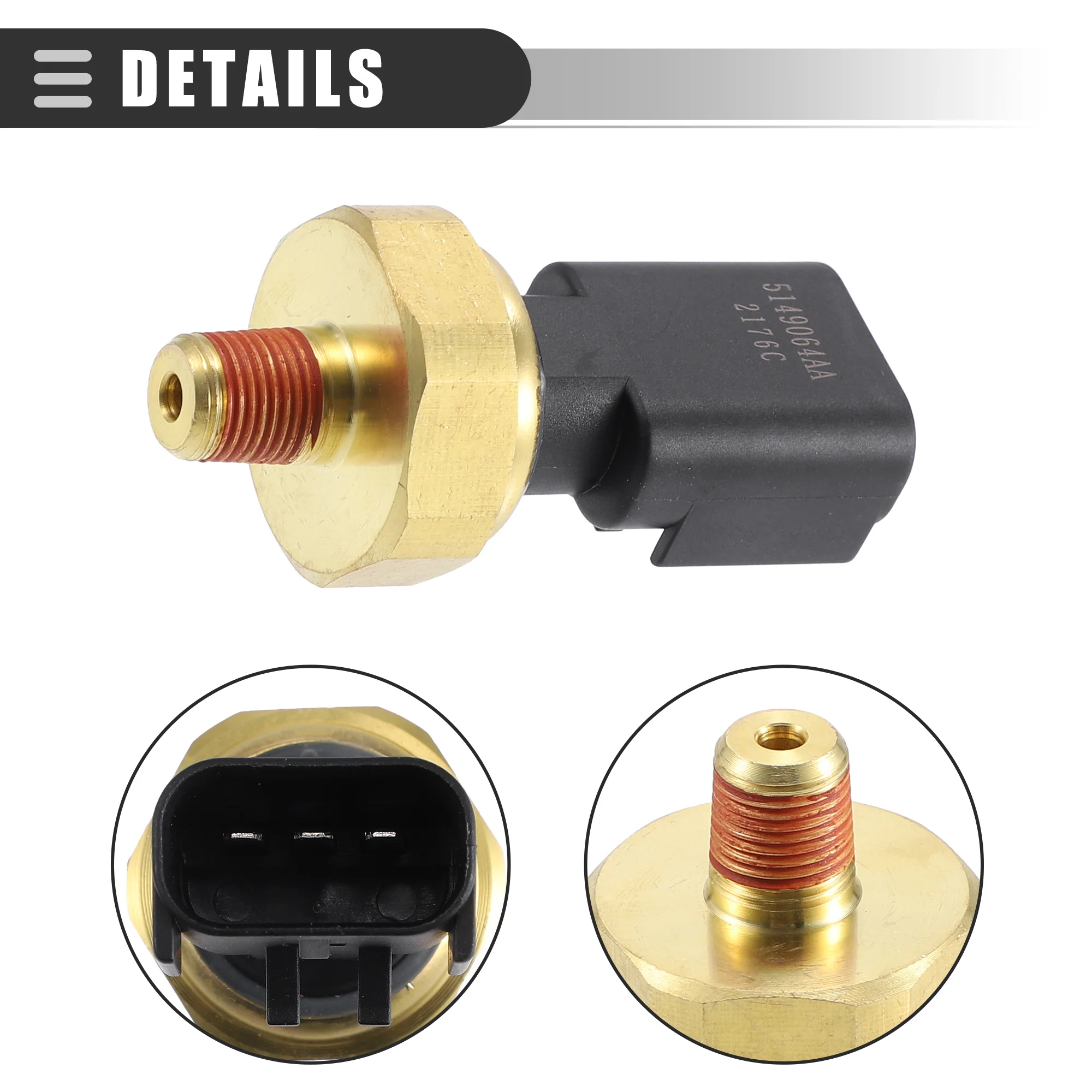 Engine Oil Pressure Sensor Switch, Oil Pressure Sensor Switch, for Jeep Grand Cherokee 2002, ABS + Aluminum, 5149064AA, Black Gold Tone - Image 6