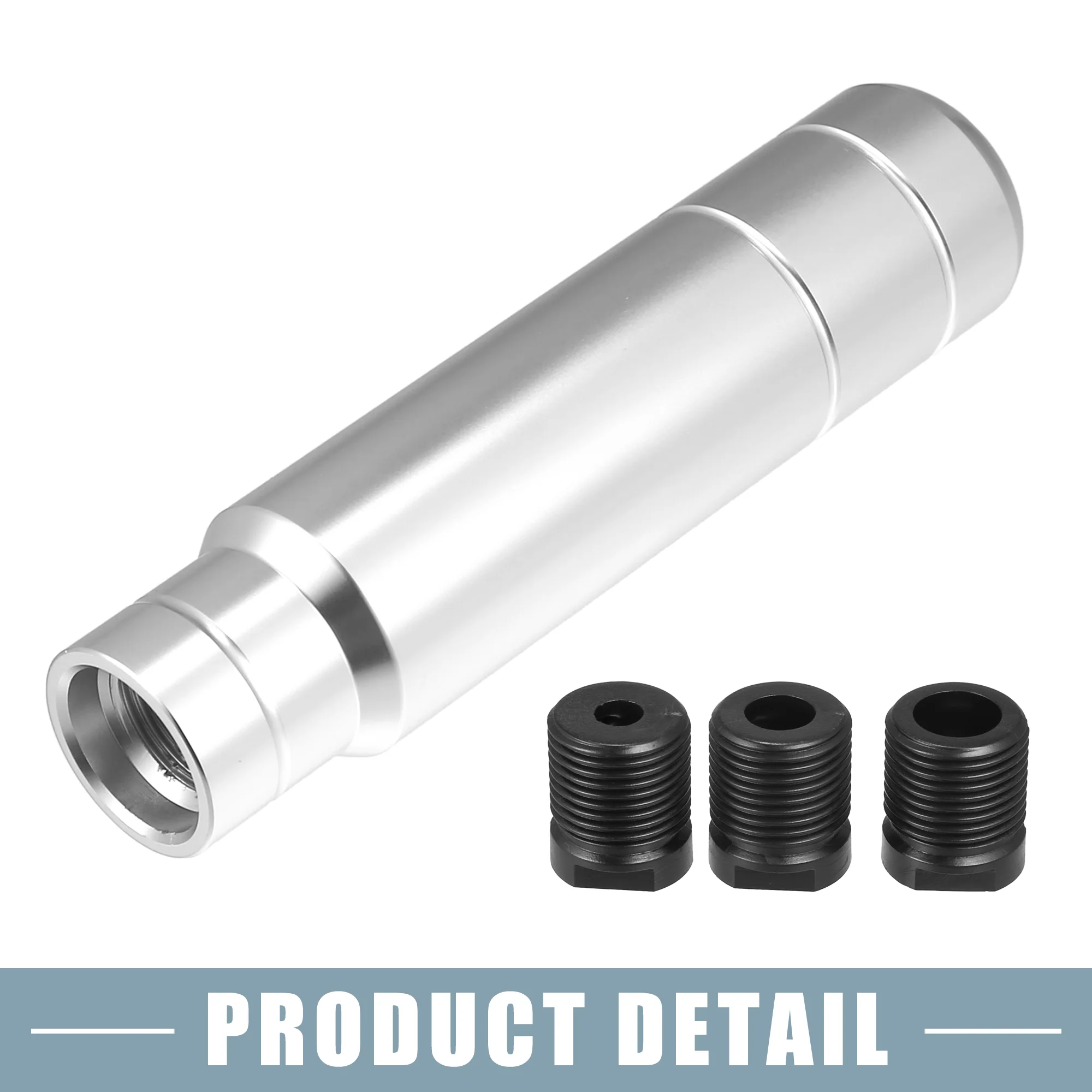 Car Gear Shift Knob Universal with 3 Threaded Adapters 5 Inch Lever Cover Head Aluminum Alloy Silver Tone - Image 7