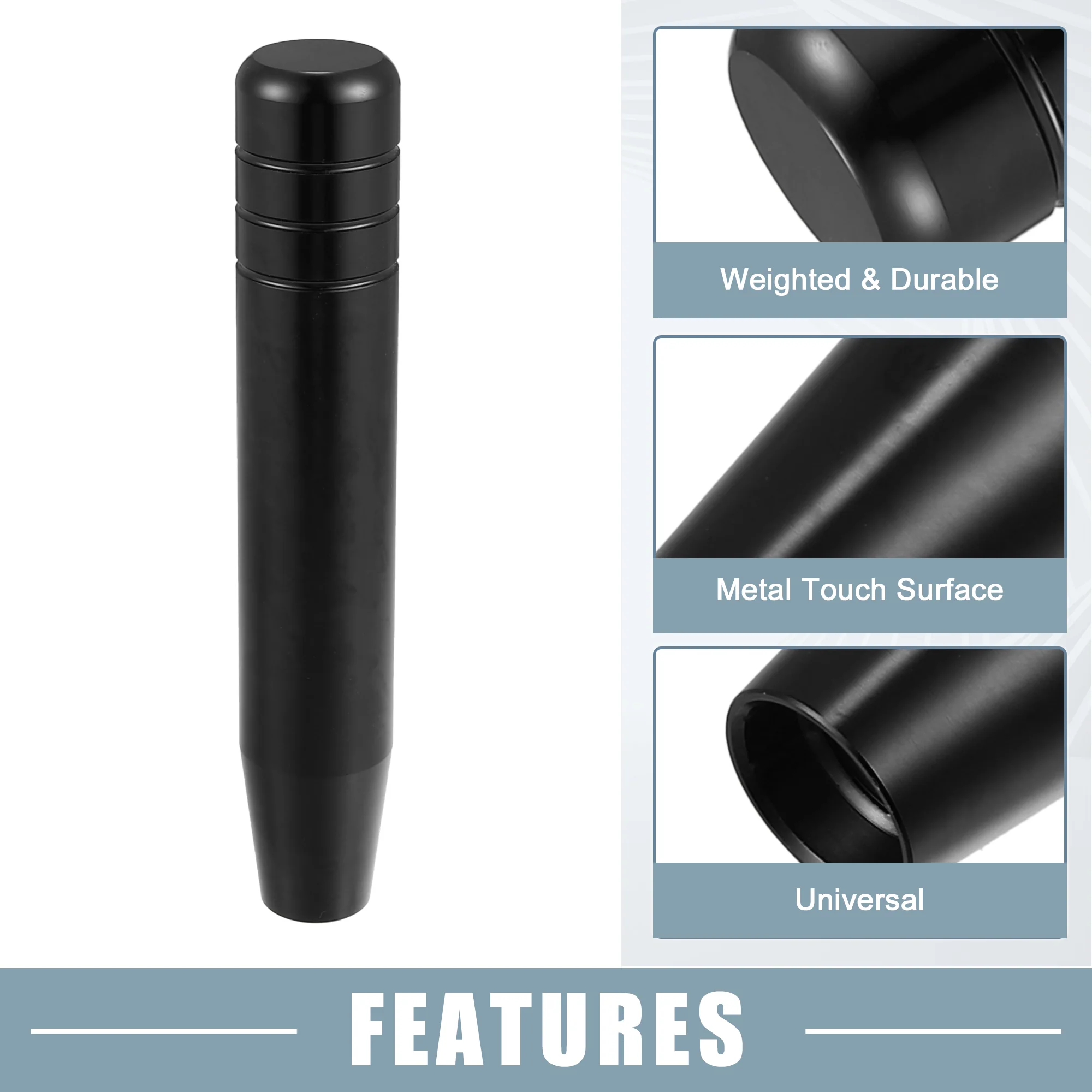 Car Gear Shift Knob Universal with 3 Threaded Adapters 7 Inch Lever Cover Head Aluminum Alloy Black - Image 6