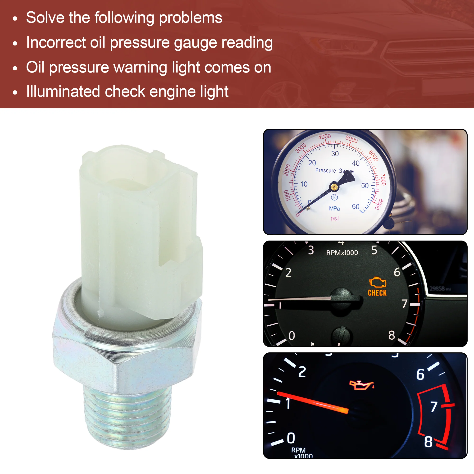 Engine Oil Pressure Sending Unit Pressure Switch for Ford F-150 F-250 for Lincoln for Mercury F75Z-9278-CB - Image 6