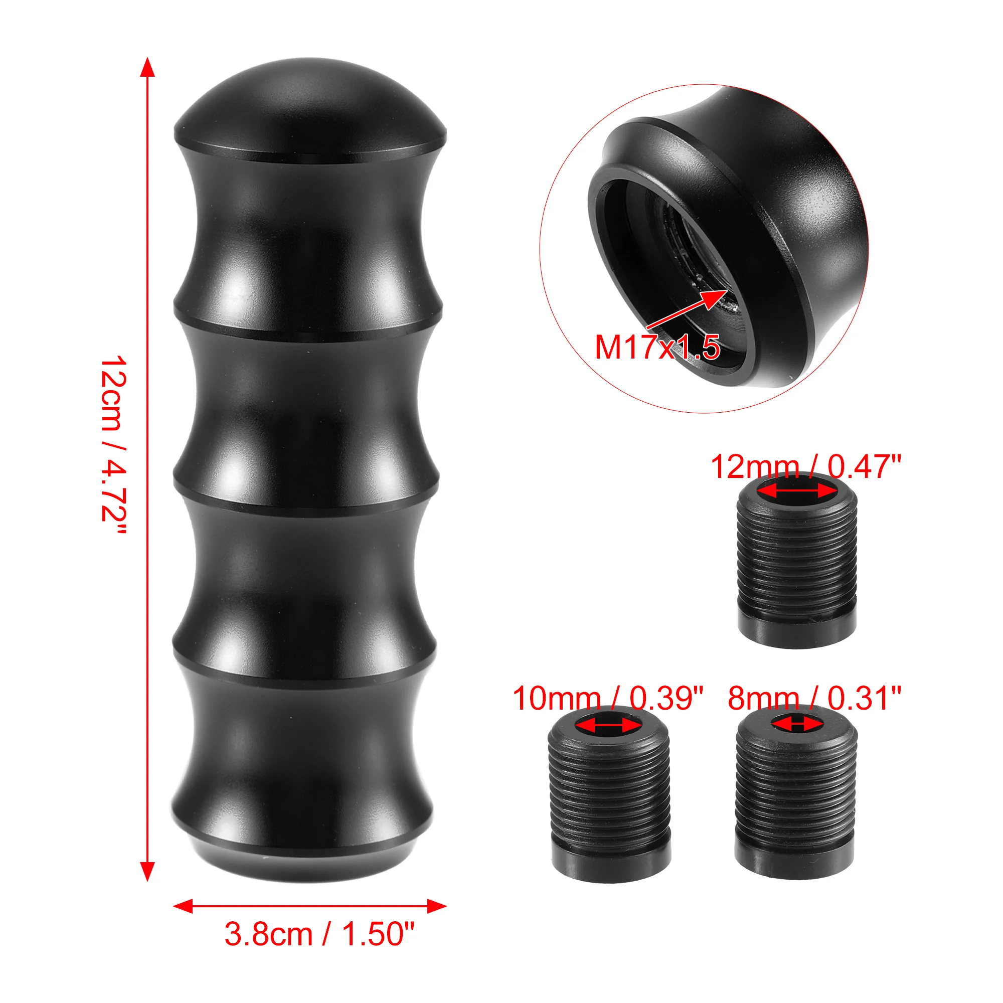 1 Set 12cm Gear Shift Knob Aluminum Alloy Bamboo Style Gear Shifter Car Interior Shift Knob Black - Image 4
