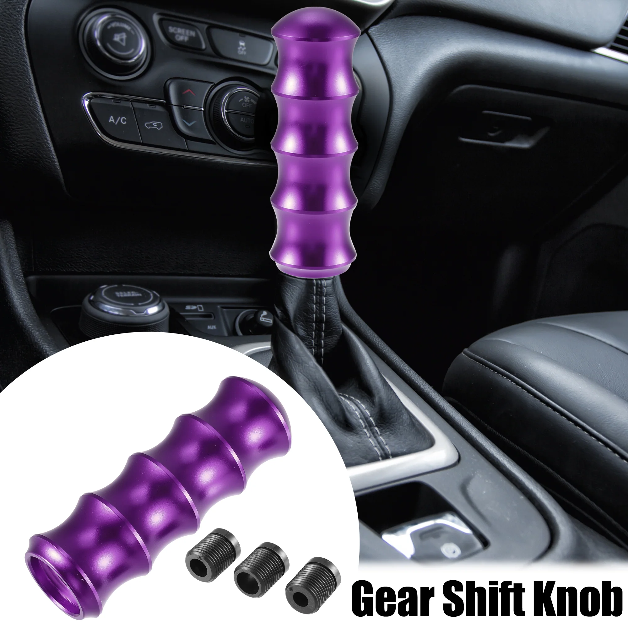 1 Set 12cm Gear Shift Knob Aluminum Alloy Bamboo Style Gear Shifter Car Interior Shift Knob Purple - Image 2