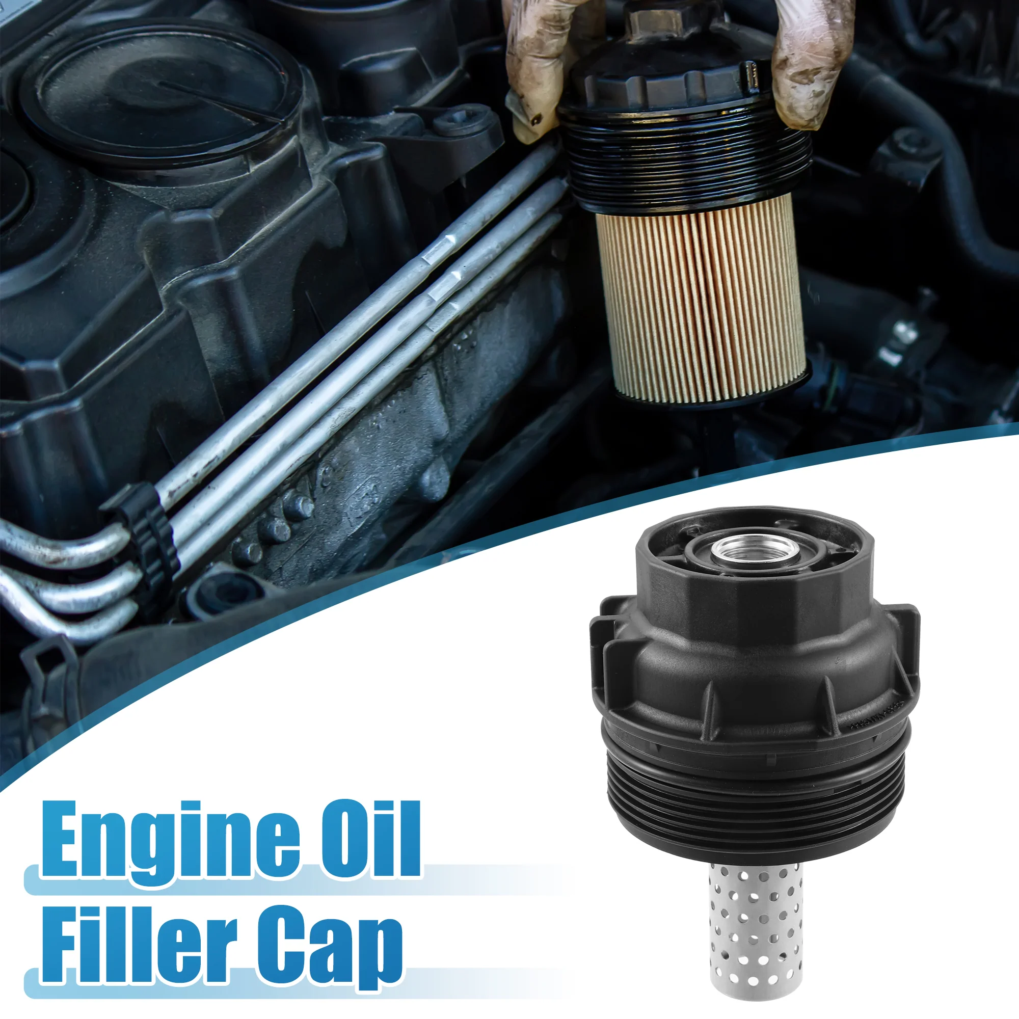 Engine Oil Filter Housing Cover Cap 156200S010 for Toyota Tundra 2008-2021 Plastic Metal Black Silver Tone - Image 2