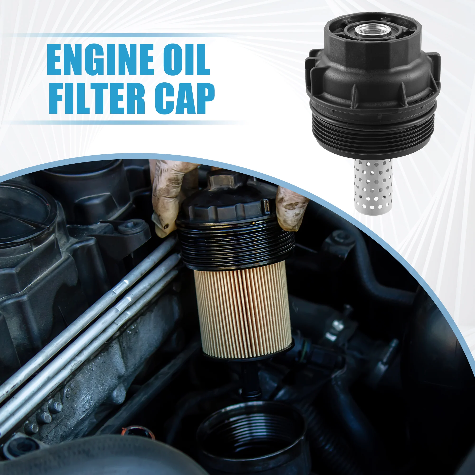 Engine Oil Filter Housing Cover Cap 156200S010 for Toyota Tundra 2008-2021 Plastic Metal Black Silver Tone - Image 4