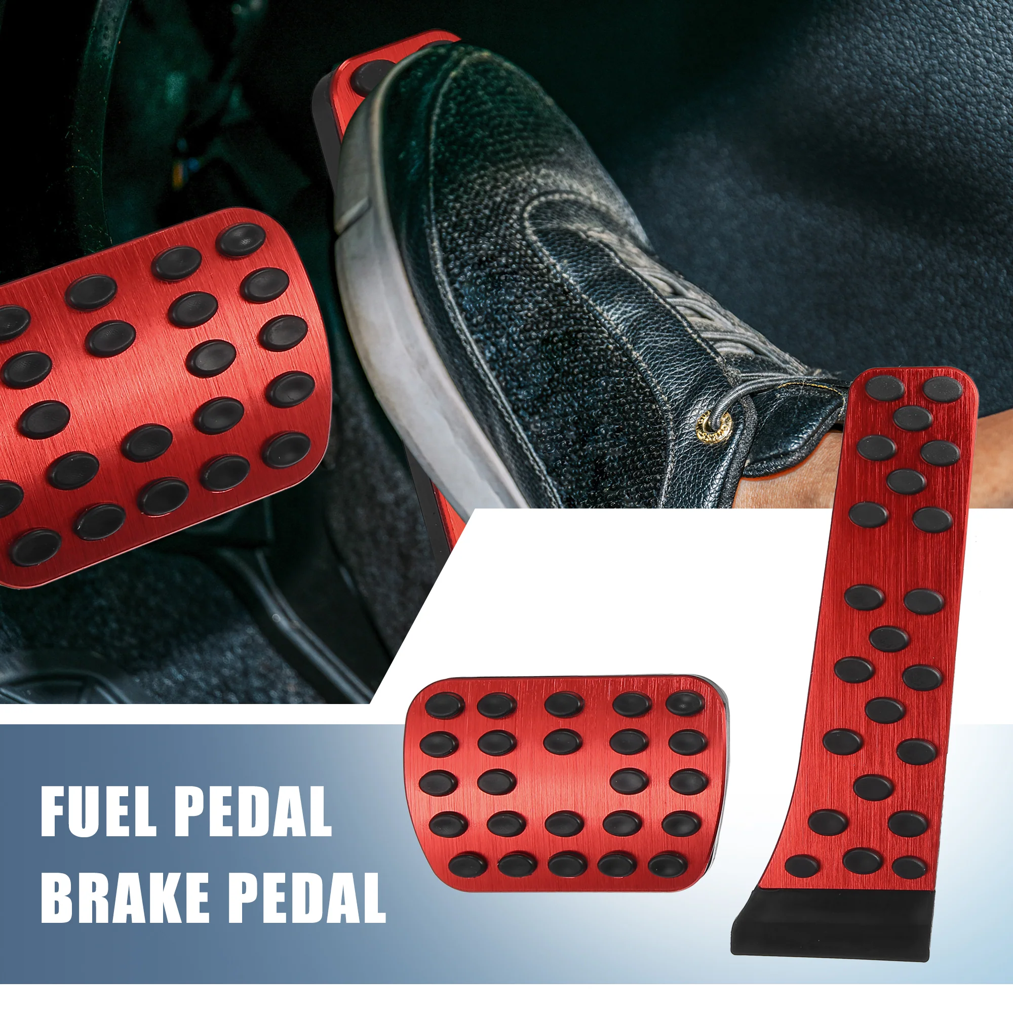 2pcs Gas Pedal Brake Pedal Pad Anti Slip Cover for Mercedes Benz C/CLS/E/GLK/SLK Car Pedals Accessories Red - Image 2