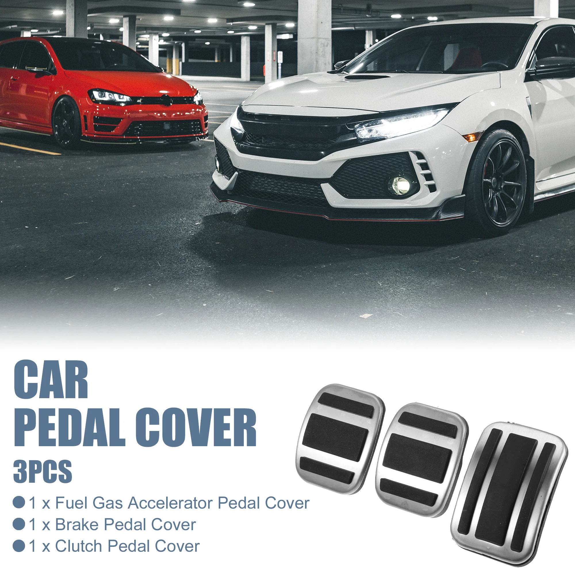 3pcs Brake Pedal Pad Gas Accelerator Pedal Cover Clutch Pedal Cover for Peugeot 3008 2017-2021 - Image 2