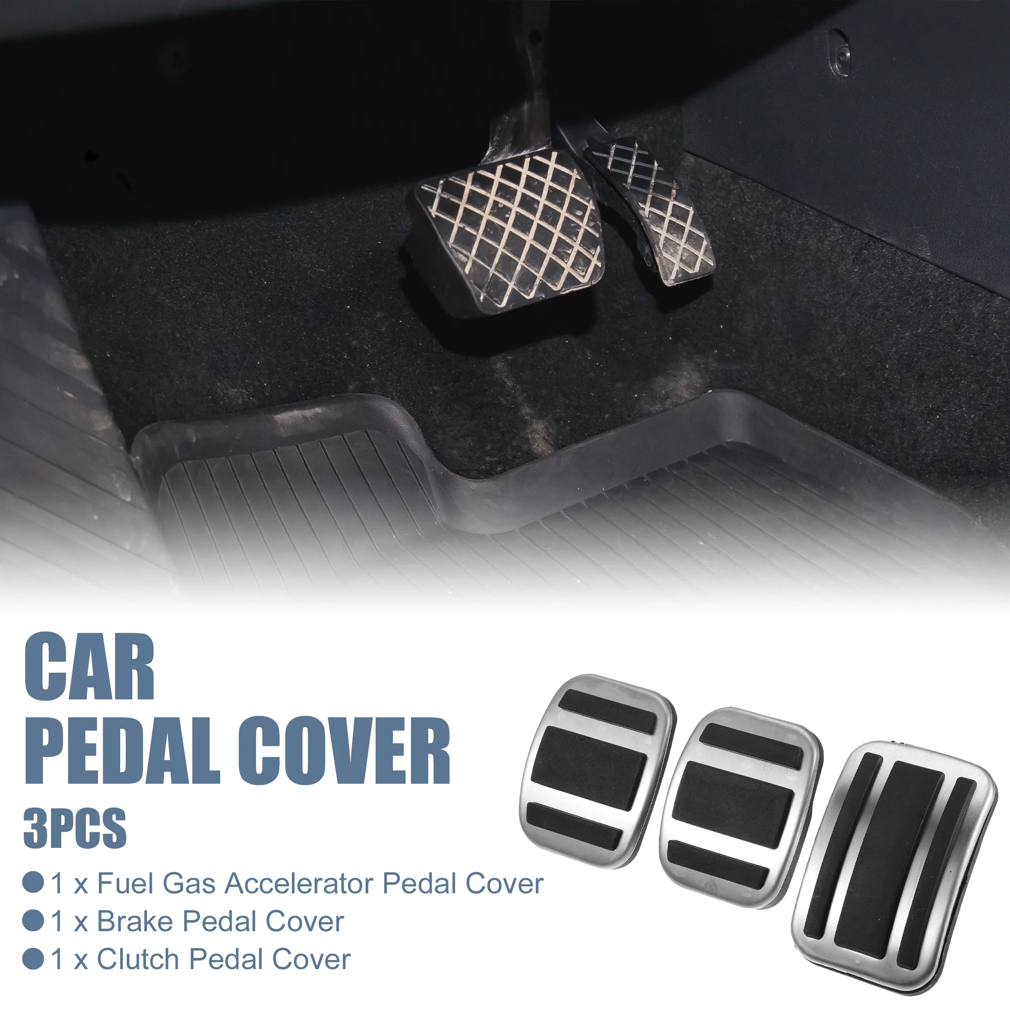 3pcs Brake Pedal Pad Gas Accelerator Pedal Cover Clutch Pedal Cover for Peugeot 3008 2017-2021 - Image 3