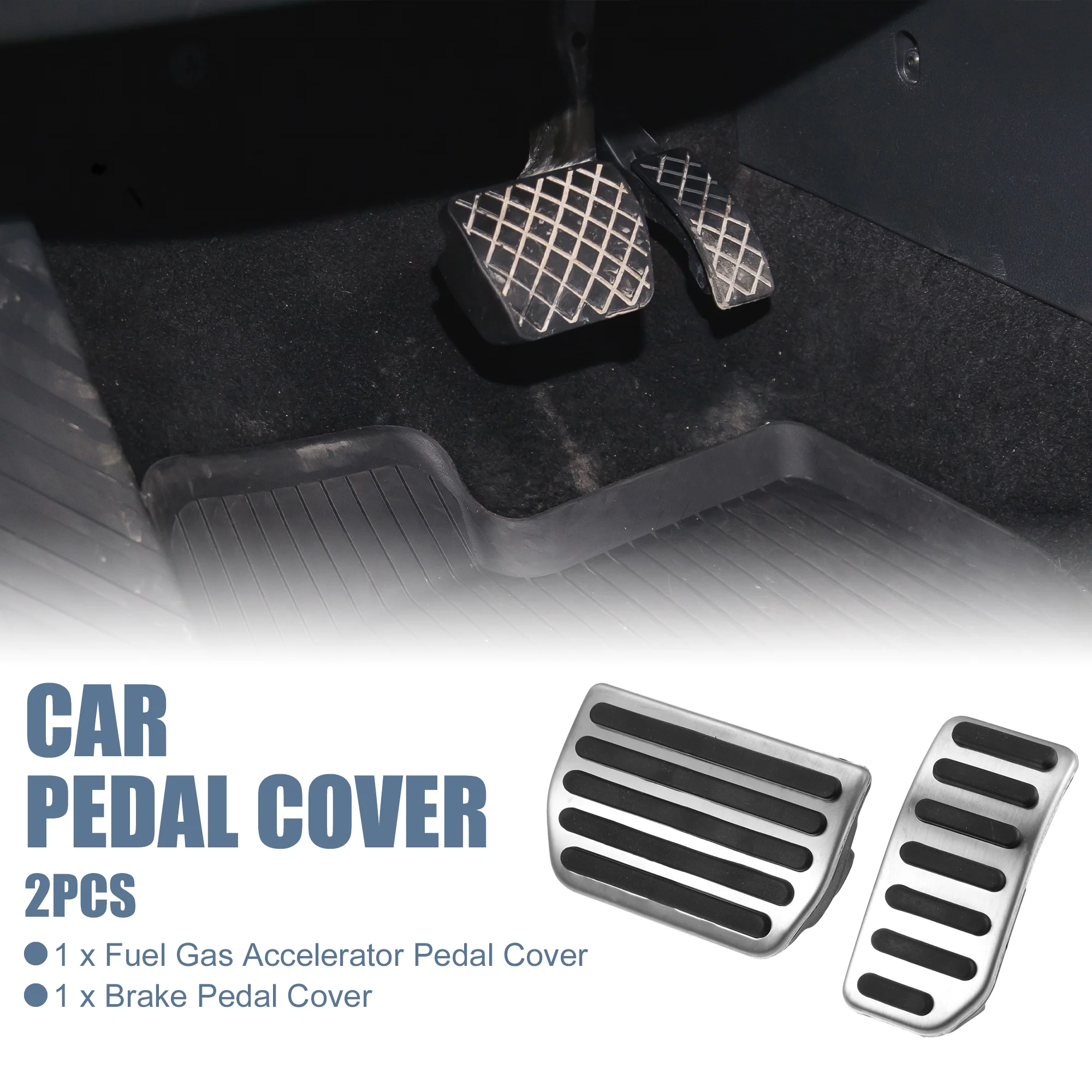 2pcs Brake Pedal Pad Gas Accelerator Pedal Cover for Volvo XC60 2010-2017 Silver Tone - Image 4