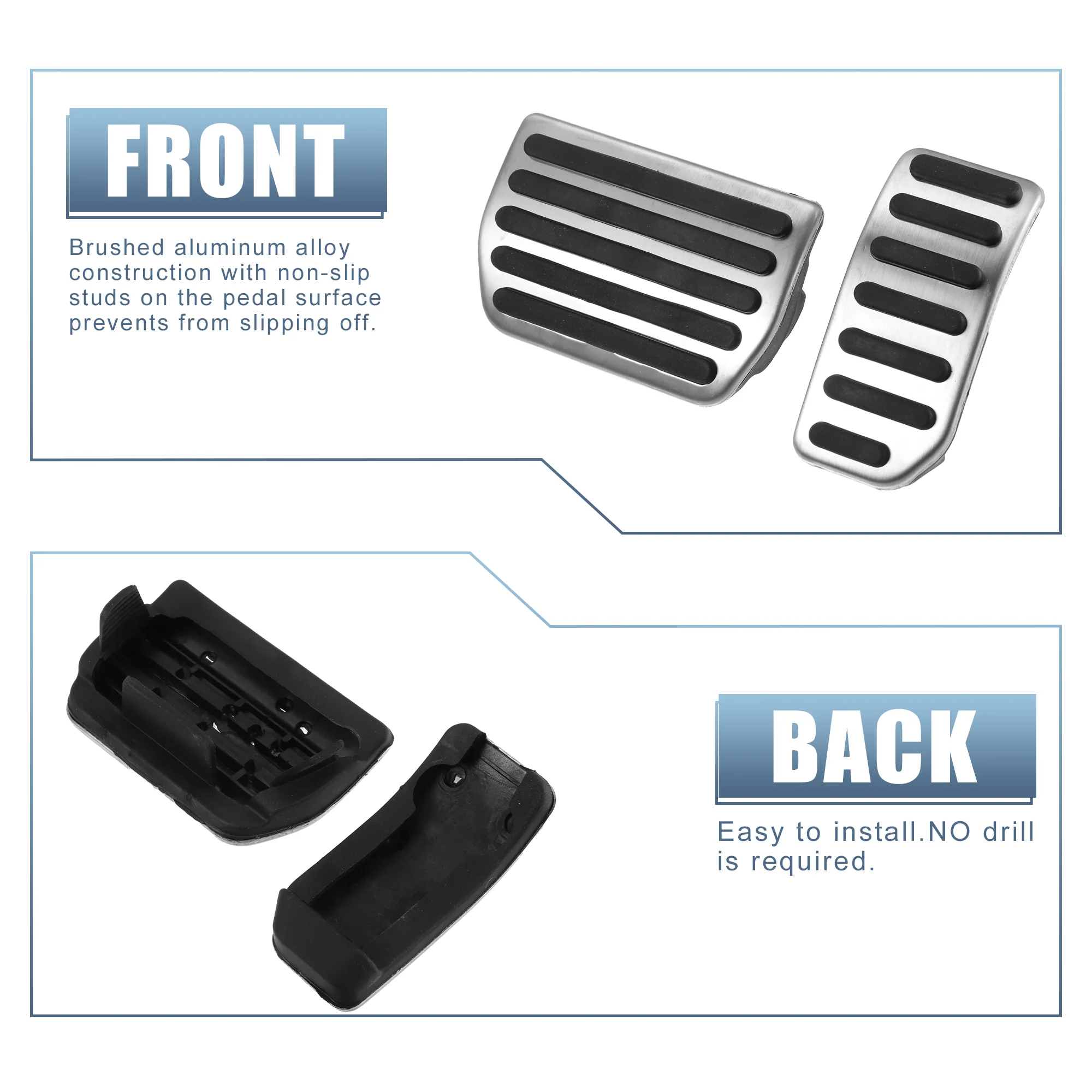 2pcs Brake Pedal Pad Gas Accelerator Pedal Cover for Volvo XC60 2010-2017 Silver Tone - Image 7