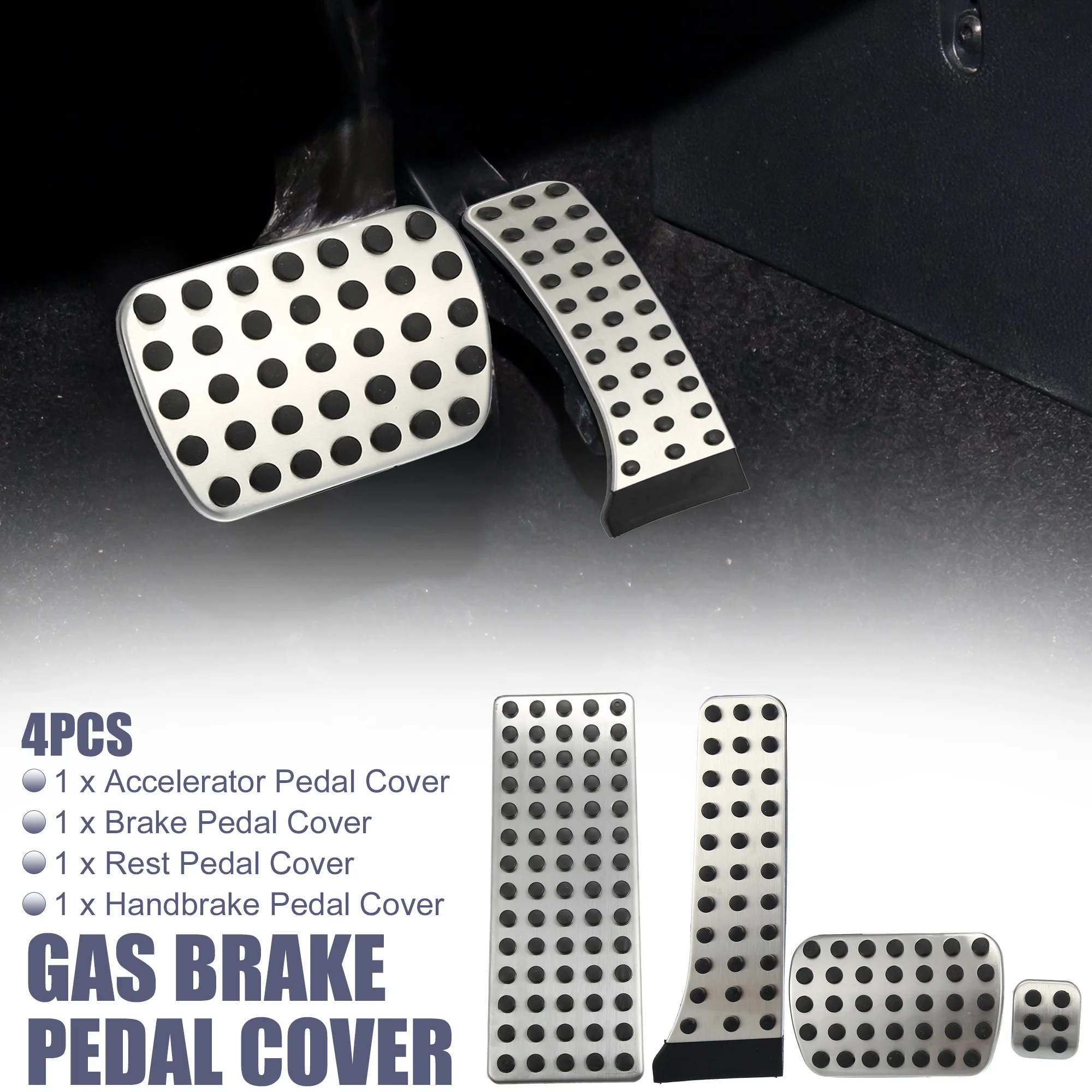 4 Pcs Accelerator Pedal and Brake Pedal Cover Set Car Pedal Pad for MercedesBenz W203 W204 W210 W211 W212 Metal Rubber Silver Tone Black - Image 2