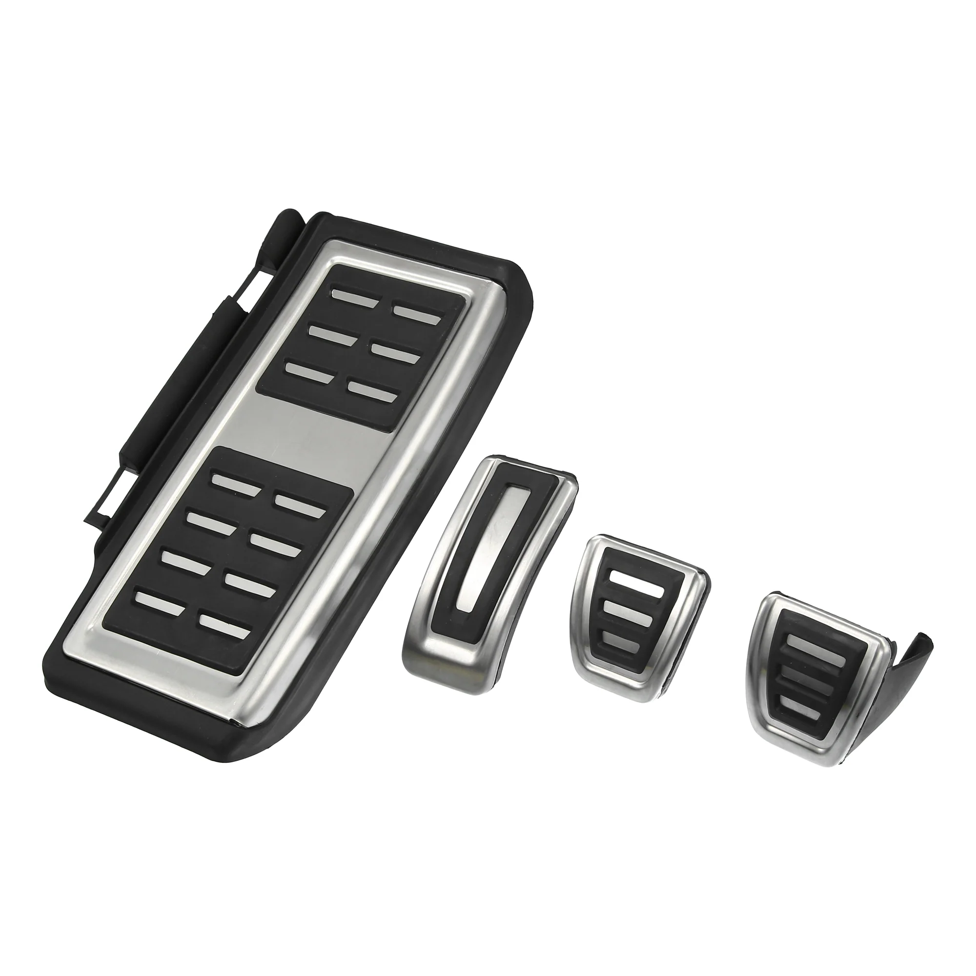 4Pcs Accelerator Pedal and Brake Pedal Cover Set for Audi Q3 2019-2021 Metal Rubber Silver Tone Black
